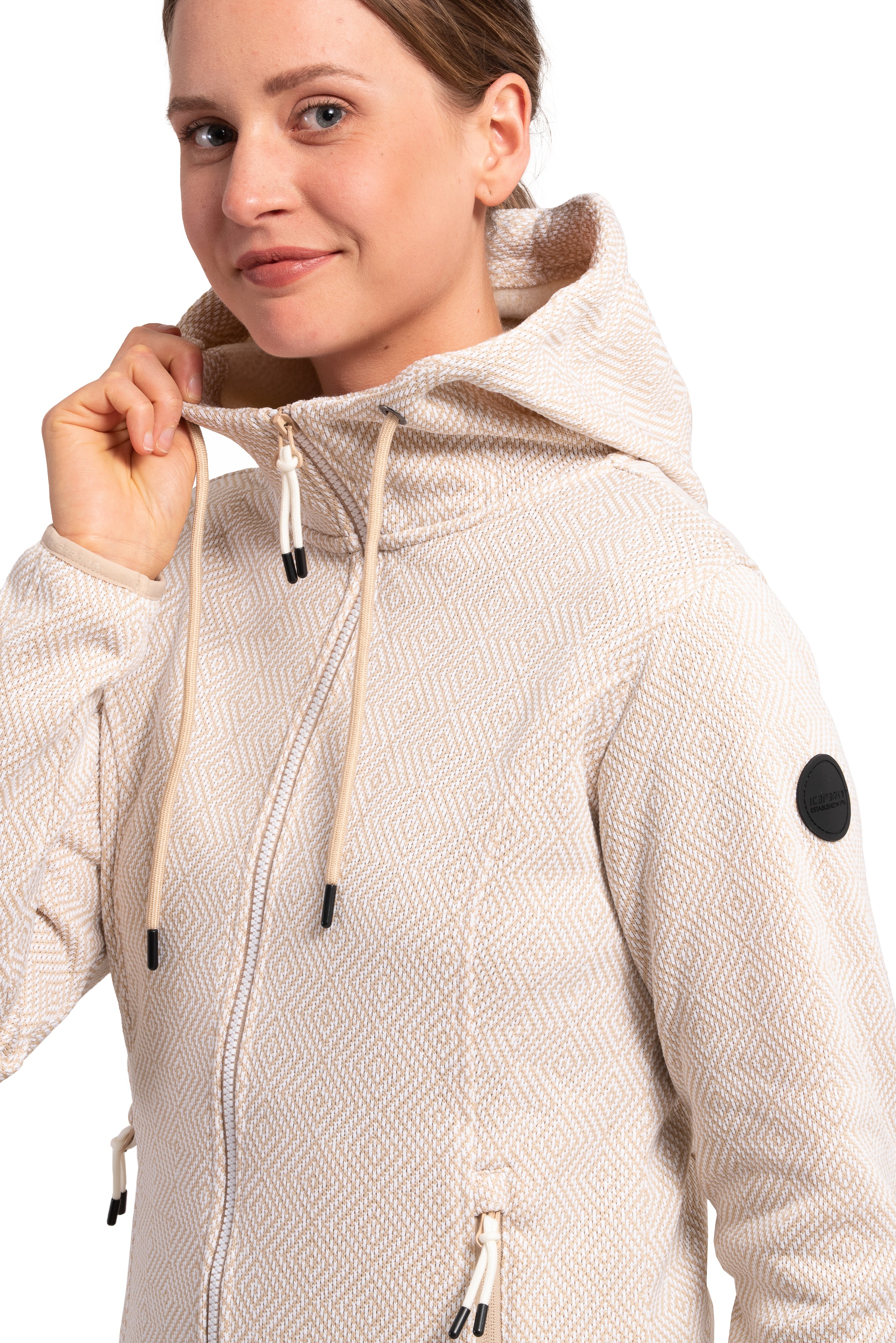 Icepeak Strickjacke »D STRICKFLEECE JACKE AUEN«, in gemusteter Optik