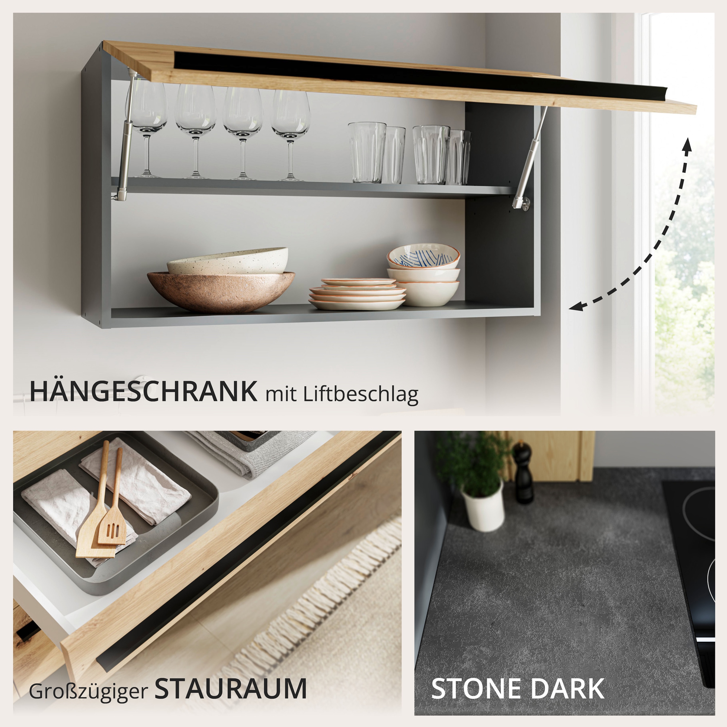 BASIC by Balculina Küchenzeile »Jazz« Breite 260 cm, wahlweise mit E-Geräten