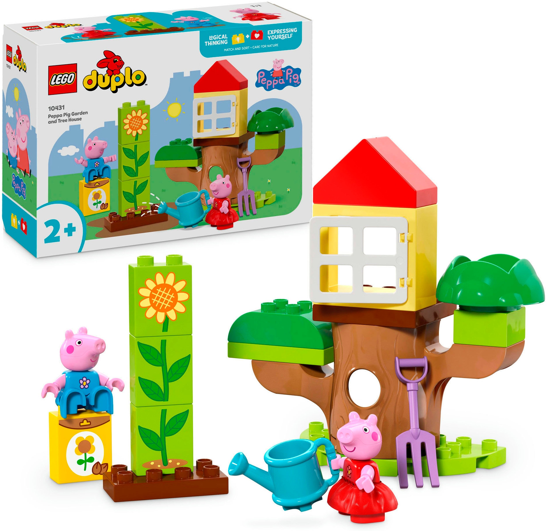 LEGO® Konstruktionsspielsteine »Peppas Garten mit Baumhaus (10431), LEGO DUPLO Peppa Pig«, (20 St.), Made in Europe