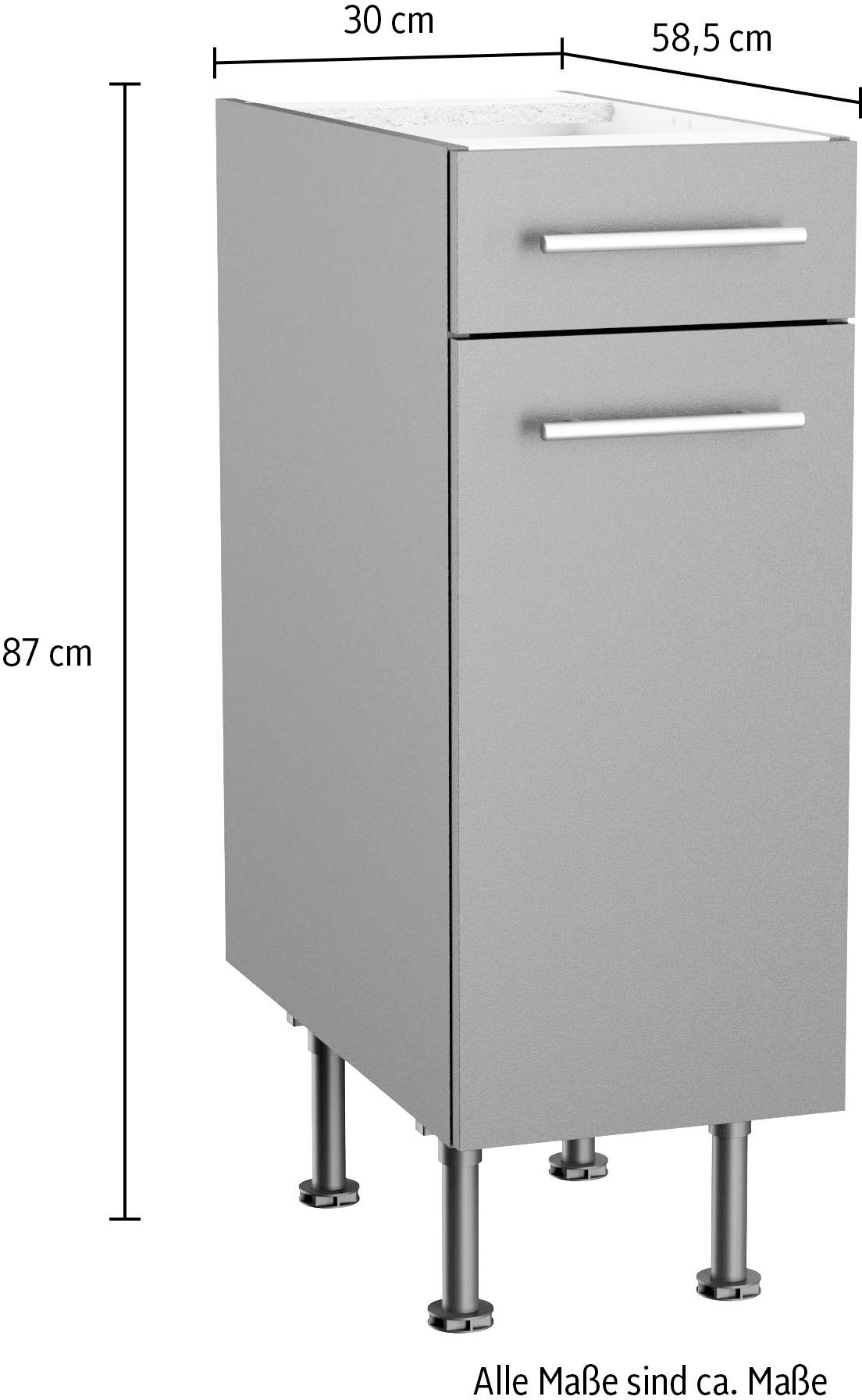KOCHSTATION Unterschrank »KS-Bern2«, Breite 30 cm, 1 Tür, 1 Schubkasten, 1 Einlegeboden