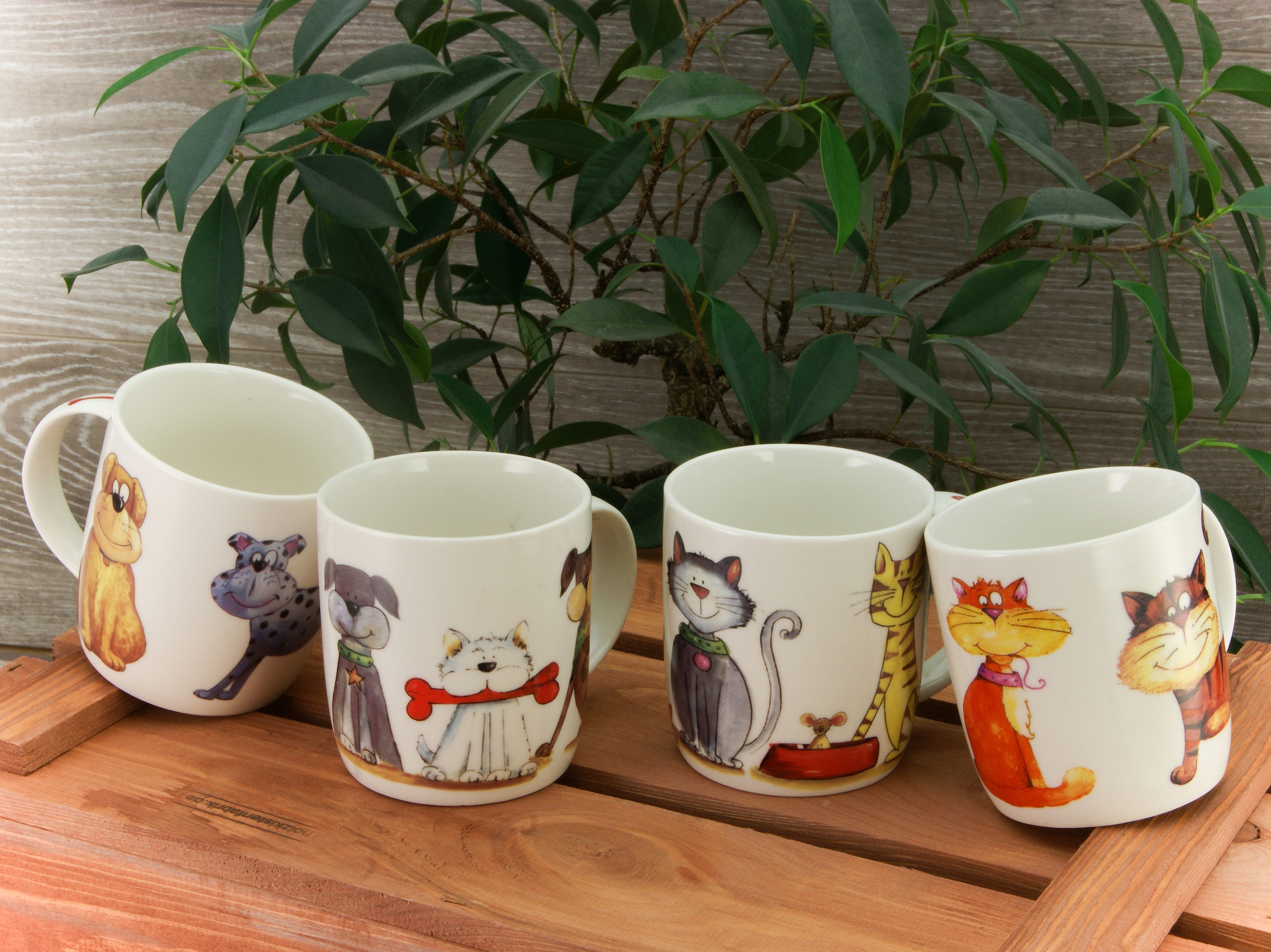CreaTable Becher »Kaffeebecher Cats & 4-teilig bei lustige Tassen tlg.), Motiv, als 4 Set, (Set, Dogs«, bestellen Vierbeiner OTTO