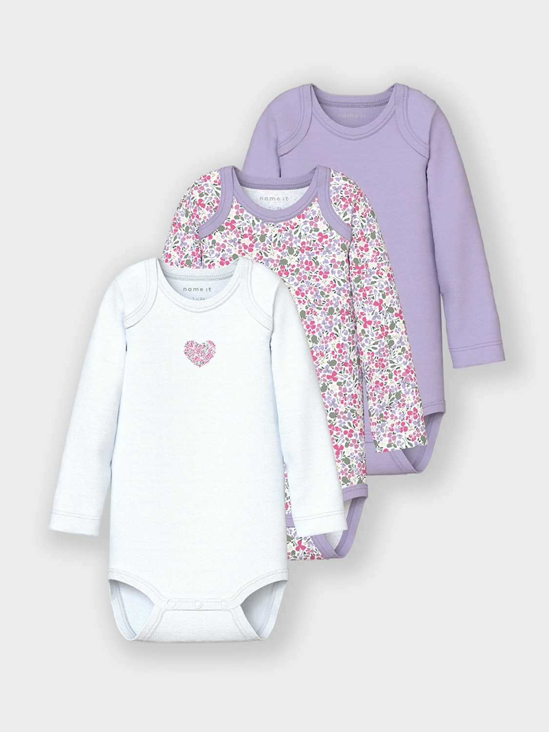 Langarmbody »NBFBODY 3P LS LILAC PETIT FLOWER NOOS«