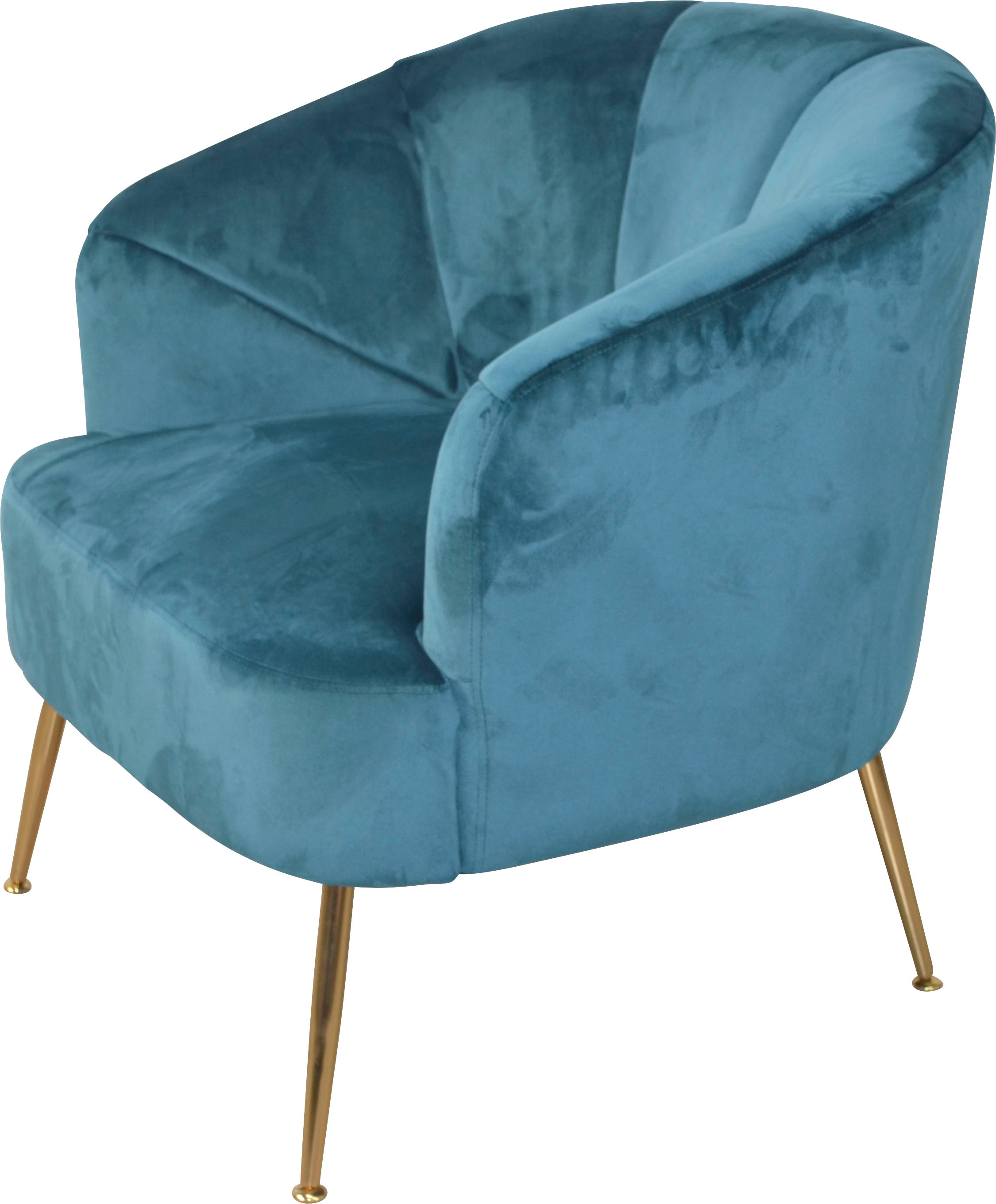 HOFMANN LIVING AND MORE Sessel Beine aus Stahlrohr, goldfarben lackiert, Samtbezug