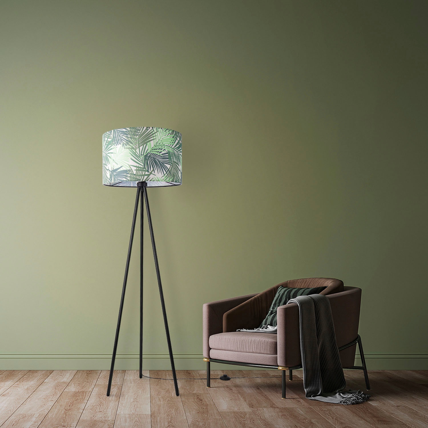 Paco Home Stehlampe »Trina Ostende« E27 Lampenschirm Büro Stativ Leselampe Deko Kinderzimmer Jungle