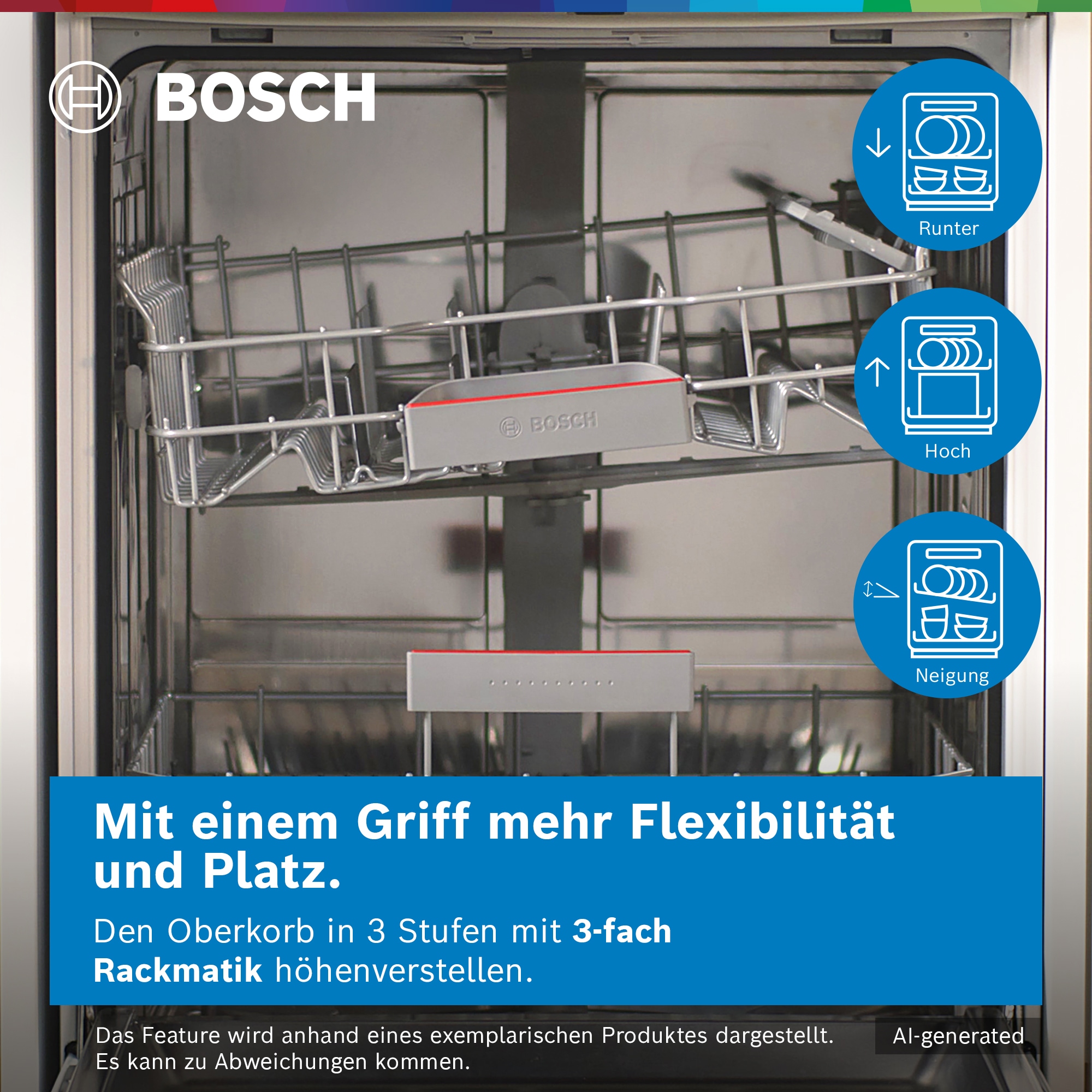 BOSCH Standgeschirrspüler Serie 2 »SMS2HVI06E« 14 Maßgedecke Flexibilität in der dritten Beladungsebene dank VarioSchublade