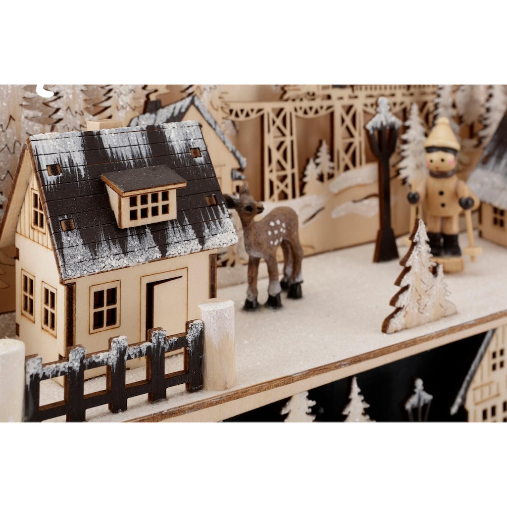 Home affaire Lichterbogen »Lichtersockel, Weihnachtsdeko«, aus Holz, mit vielen Details