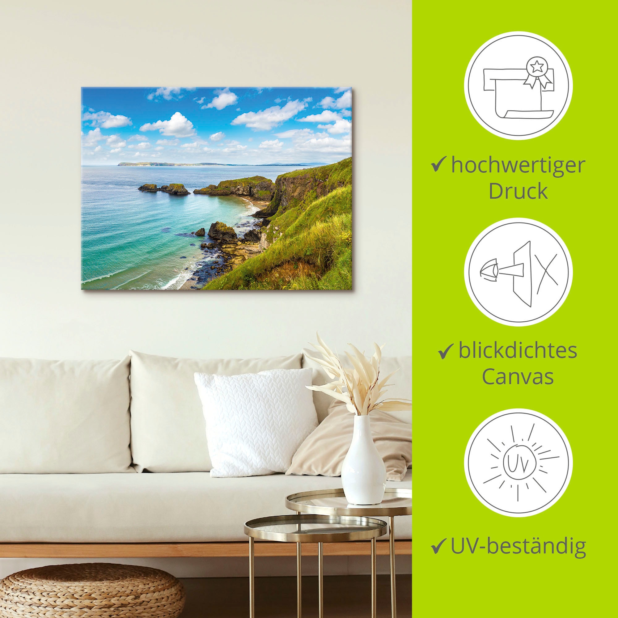Artland Wandbild »Küstenweg in Carrick-a-Rede«, Gewässer, (1 St.), als Leinwandbild, Poster in verschied. Größen