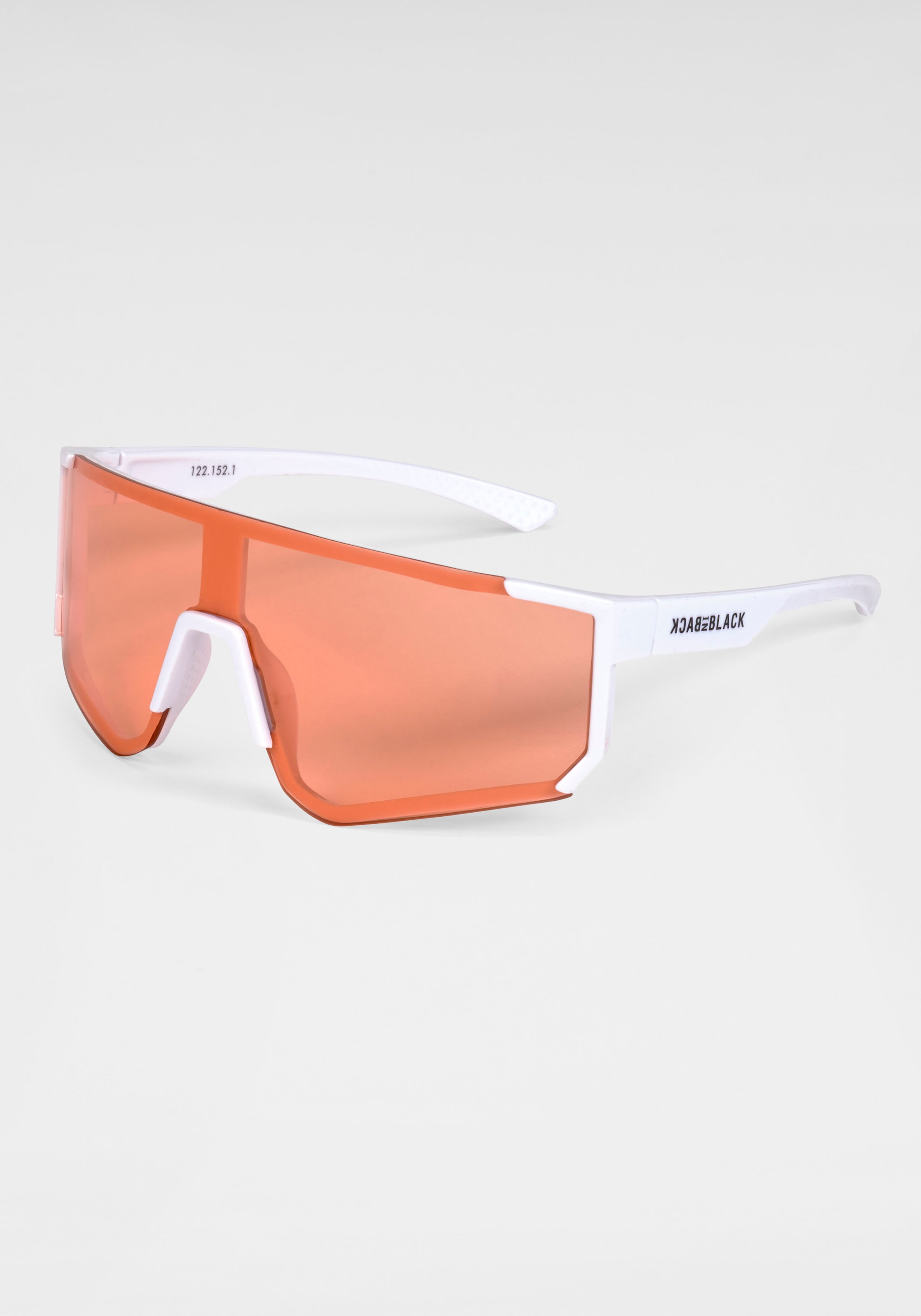 BACK IN BLACK Eyewear Sonnenbrille, Stylische Sportbrille mit weissem Rahmen und orangenen Gläsern