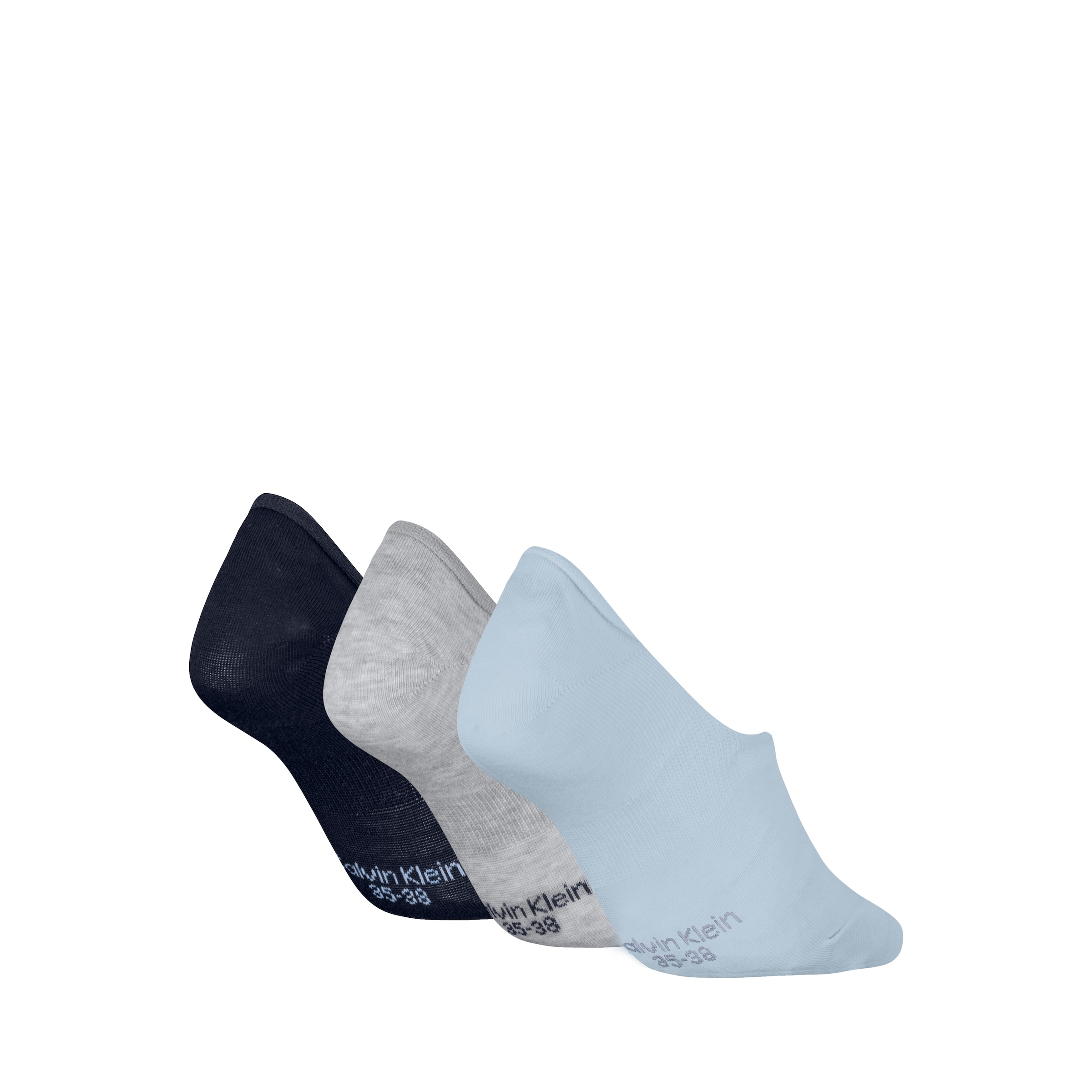 Calvin Klein Füßlinge »CK WOMEN FOOTIE MC« 3 Paar,  Antirutsch Noppen im Fersenbereich, Cotton-Mix, elastisch