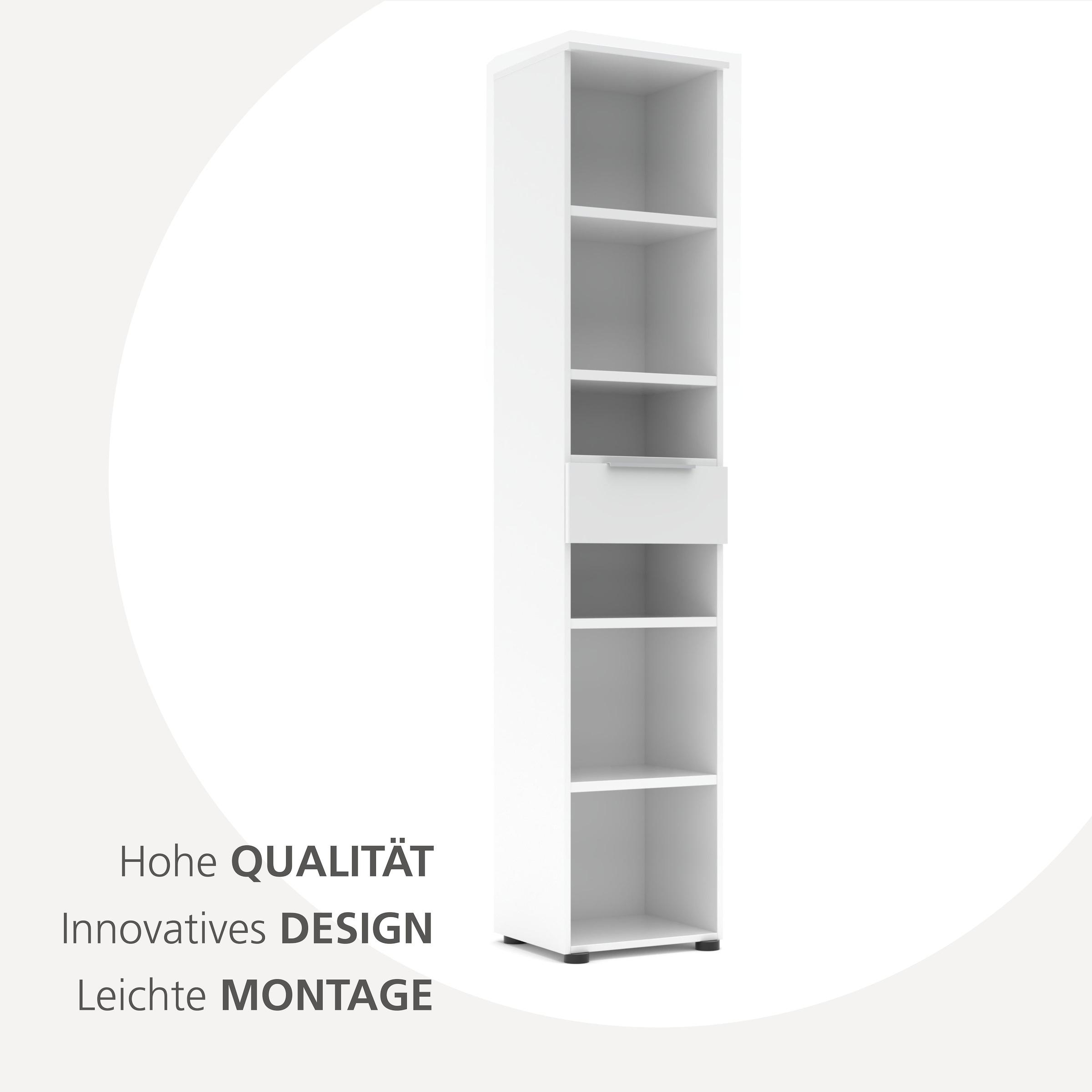 Innostyle Aktenregal »Büroregal Santorin, 40x 198x 38 cm (B/H/T)« 1 Stk. tlg. 1 Schubkasten, 6 offene Fächer, Softclose, Metallgriff