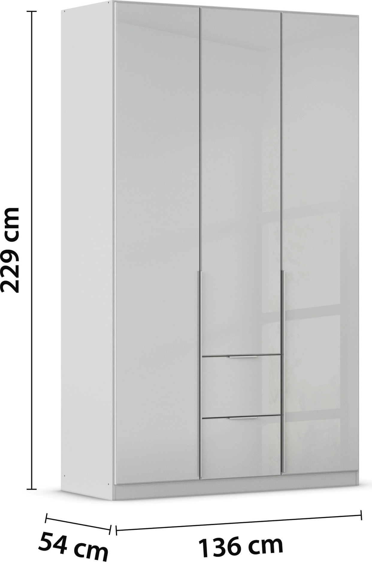rauch Drehtürenschrank »Kleiderschrank Schrank Garderobe Wäscheschrank Schlafzimmer AGORDO«, (in zwei Griff-Farben mit Glasfront), mit Außenschubkästen, in 6 Breiten und 2 Höhen MADE IN GERMANY