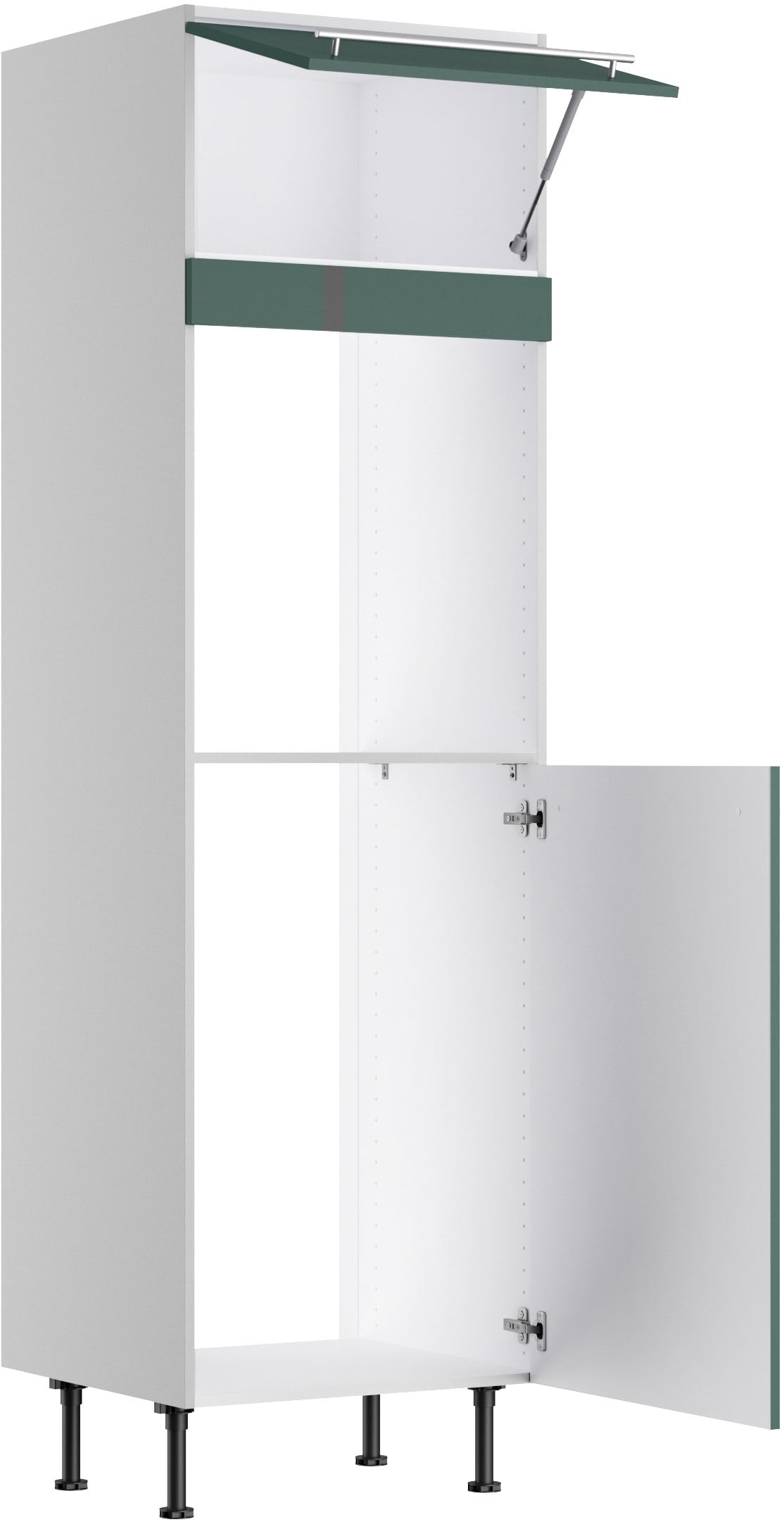 KOCHSTATION Backofen/Kühlumbauschrank »KS-Bern2«, B 60 cm, H 211,8 cm, 1 Klappe, 1 Tür (H 89,2 cm), 1 feste Blende