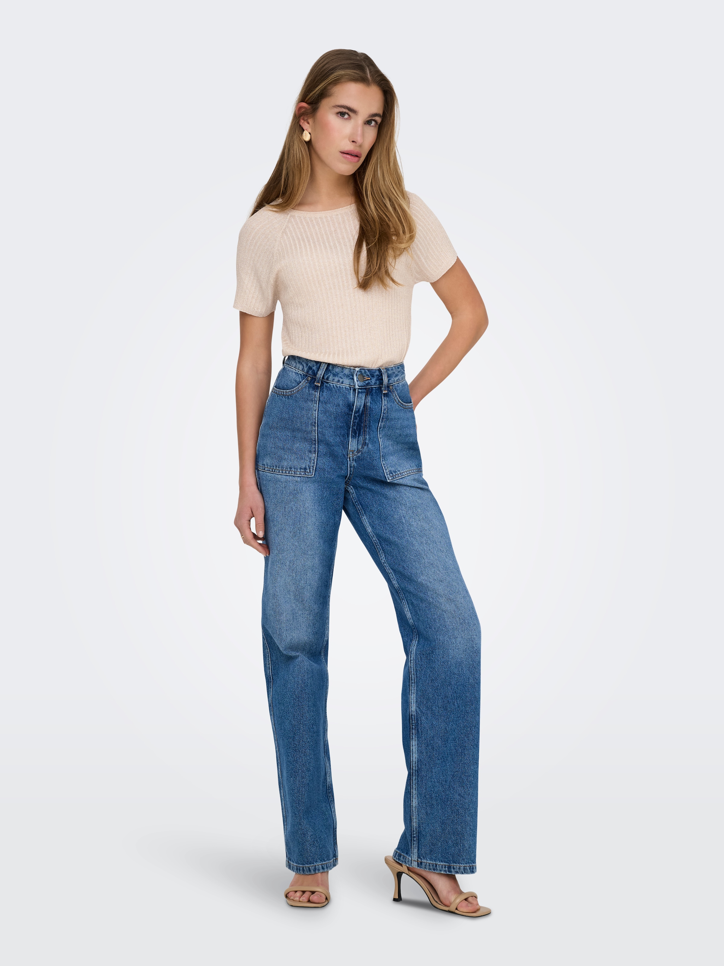 JDY Kurzarmpullover »JDYBODILLA S/S GLITTER PULLOVER KNT NOOS« mit Glitzer-Effekt