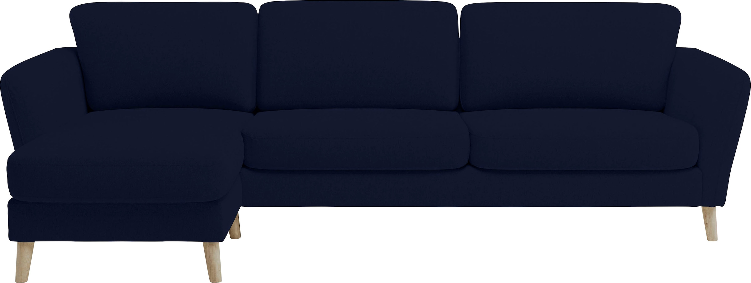 Home affaire Ecksofa »MARSEILLE (279/152cm),L-Form, Rec. rechts/links, verschiedene Bezüge«, Massivholzbeine Eiche, Landhausstil, Wellenunterfederung