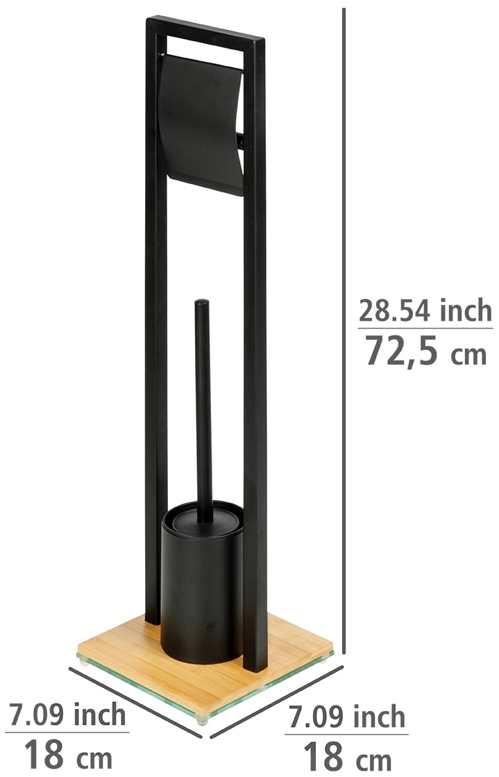 WENKO WC-Garnitur »Bambusa«, aus Stahl, Bürstenhalter aus Bambus