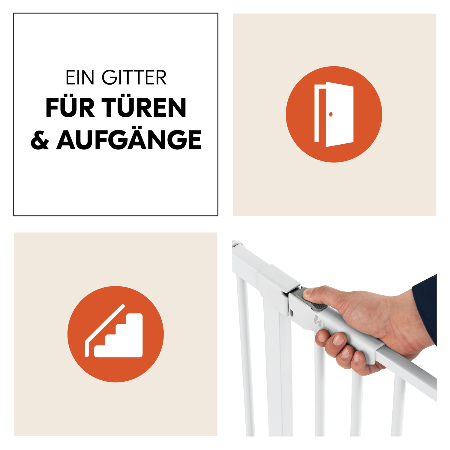 Hauck Türschutzgitter »Clear Step Autoclose 2 Set inklusive Verlängerung 9 cm, White«, auch als Treppenschutzgitter verwendbar; 84-89 cm; flacher Durchgang