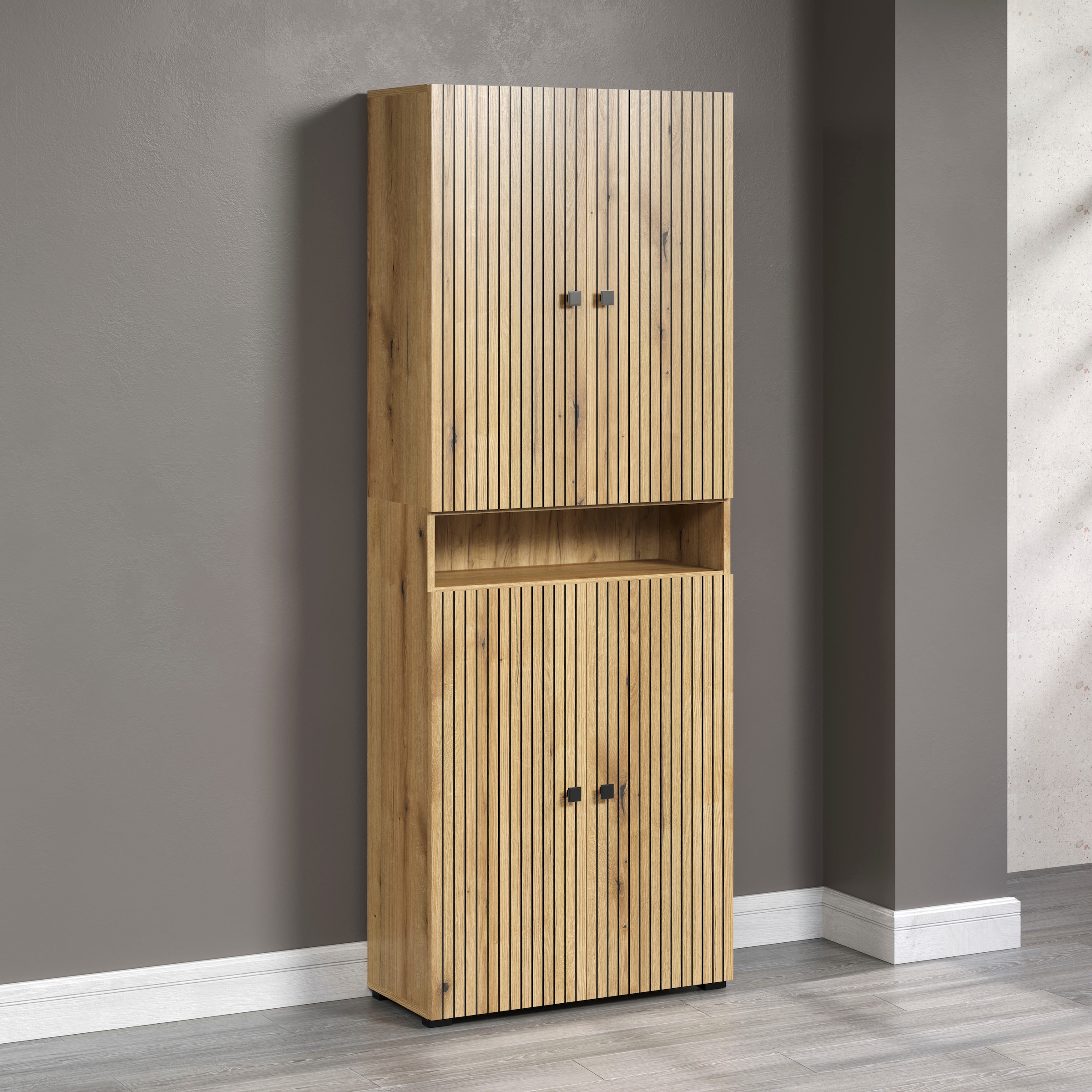 welltime Hochschrank »Amrum« 1 Stk. tlg. Badezimmerschrank mit und ohne Schublade - (B/T/H) 40-70/31/186 cm