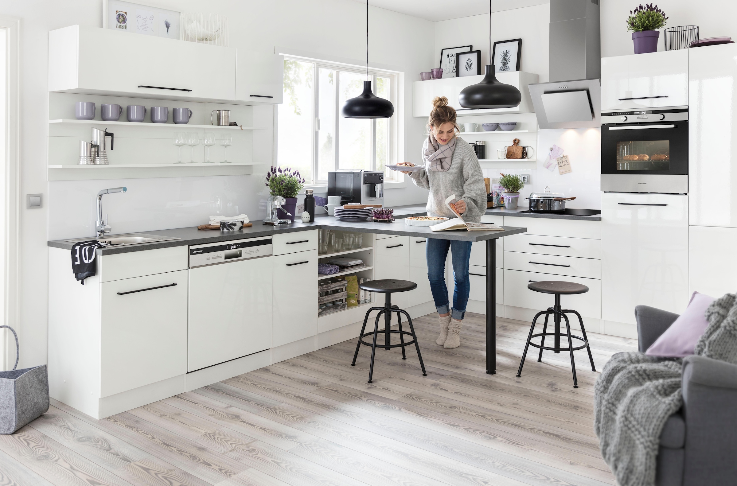 KOCHSTATION Anbauregal »KS-Tulsa«, 30 cm breit, 200 cm hoch, mit 5 Fächern, MDF Front