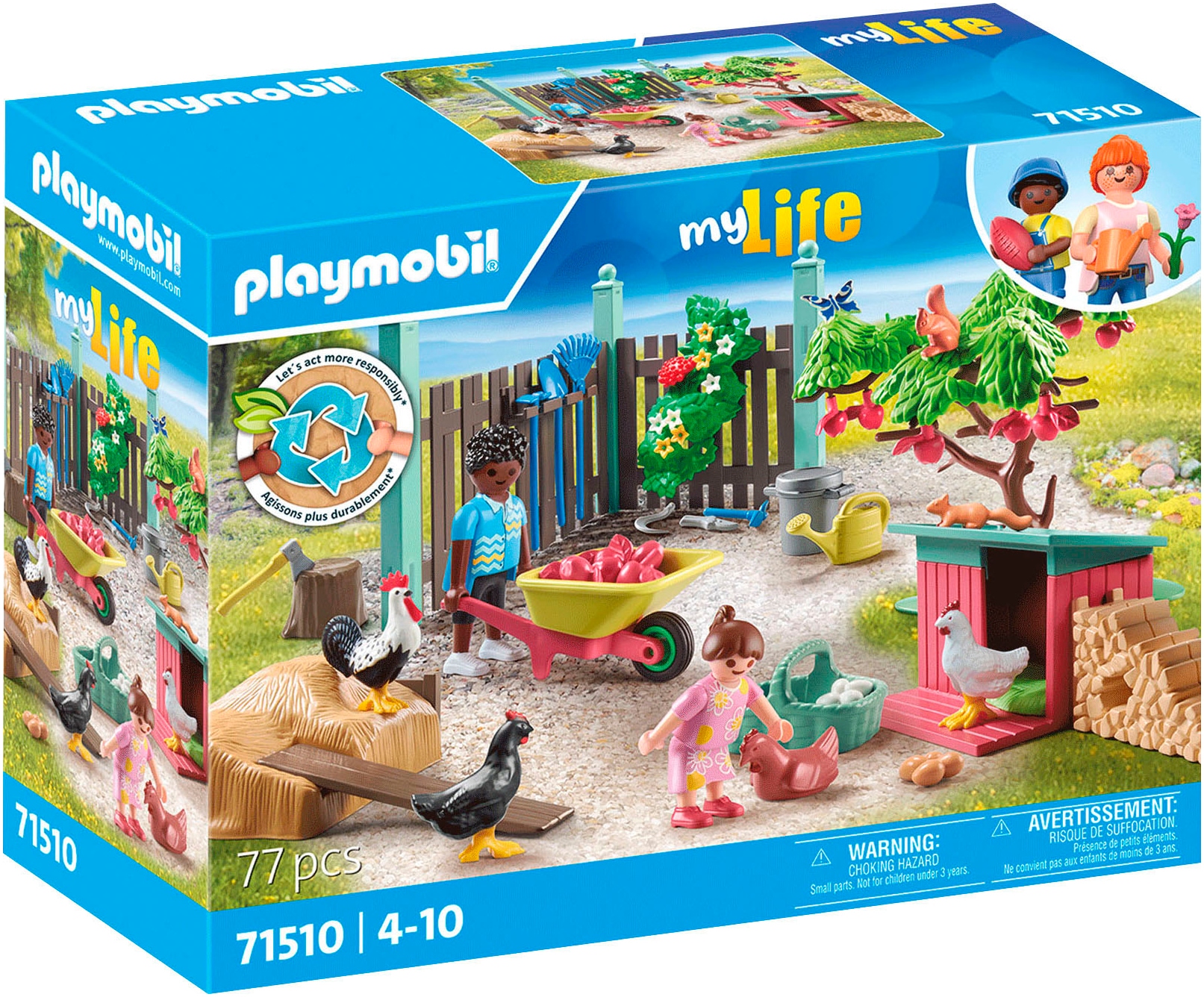 Playmobil® Konstruktions-Spielset »Kleine Hühnerfarm im Tiny Haus Garten (71510), My Life«, (77 St.), Made in Europe