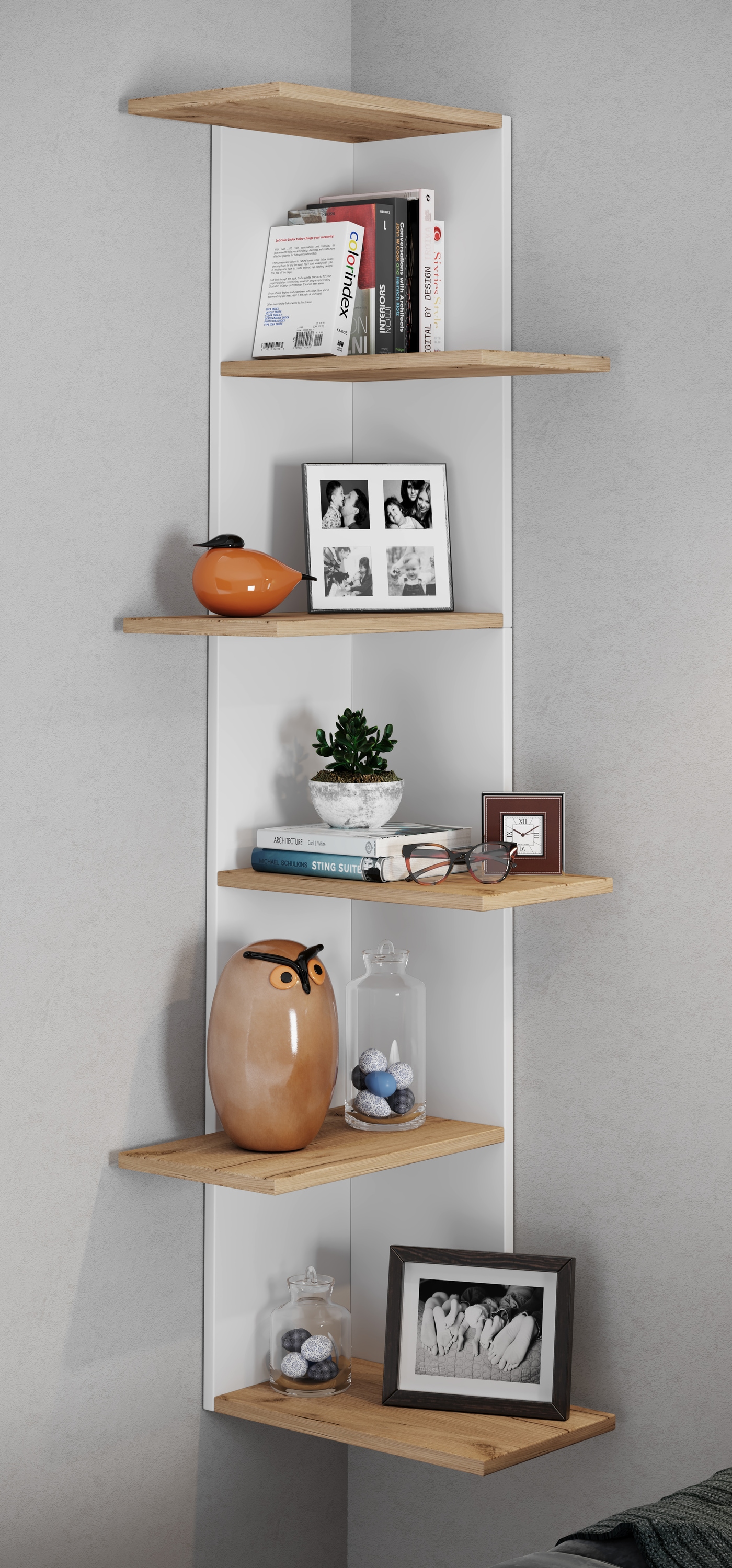 VCM Wandregal »VCM Holzregal hängend | platzsparendes Regal | Maße: H. 140 x B. 37 x T. 37 cm | Elegantes Regal hängend | Aufbewahrungsregal | Bücherregal | Wandregal - Balos XL«