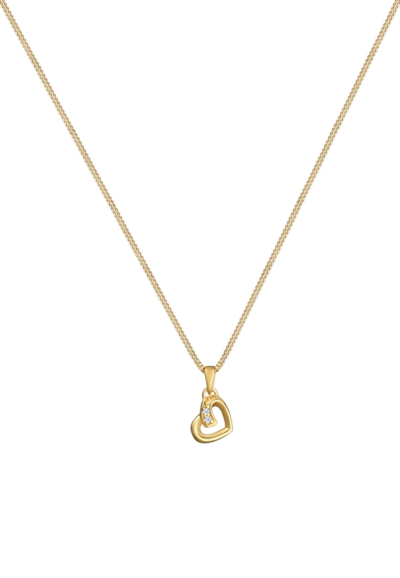 Elli DIAMONDS Kette mit Anhänger »Halskette Herz Liebe Diamant (0.01 ct.) Cute 585 Gelbgold«