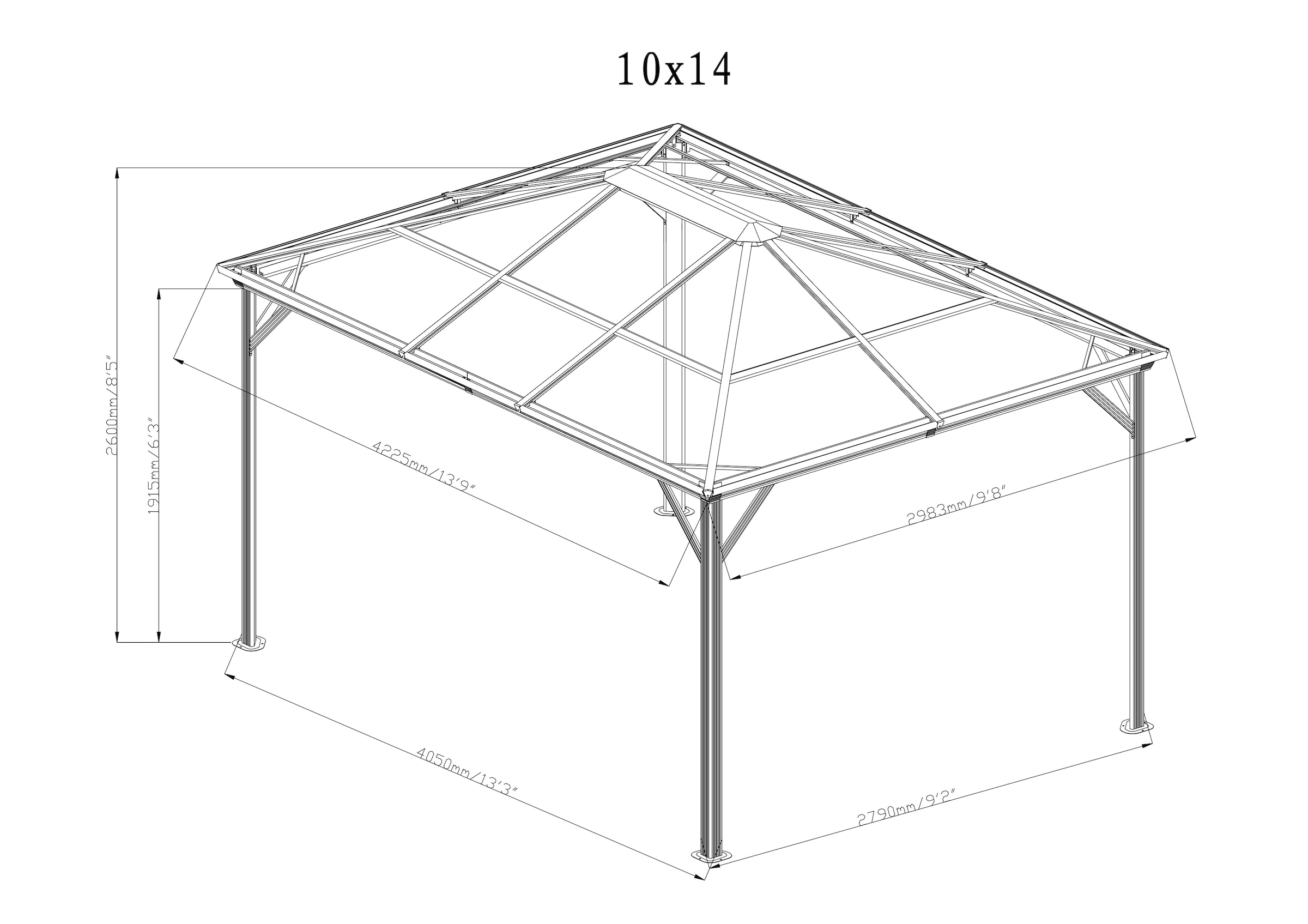 Sojag Pavillon »Verona 10x14«, BxT: 423x299 cm, inkl. Moskitonetze