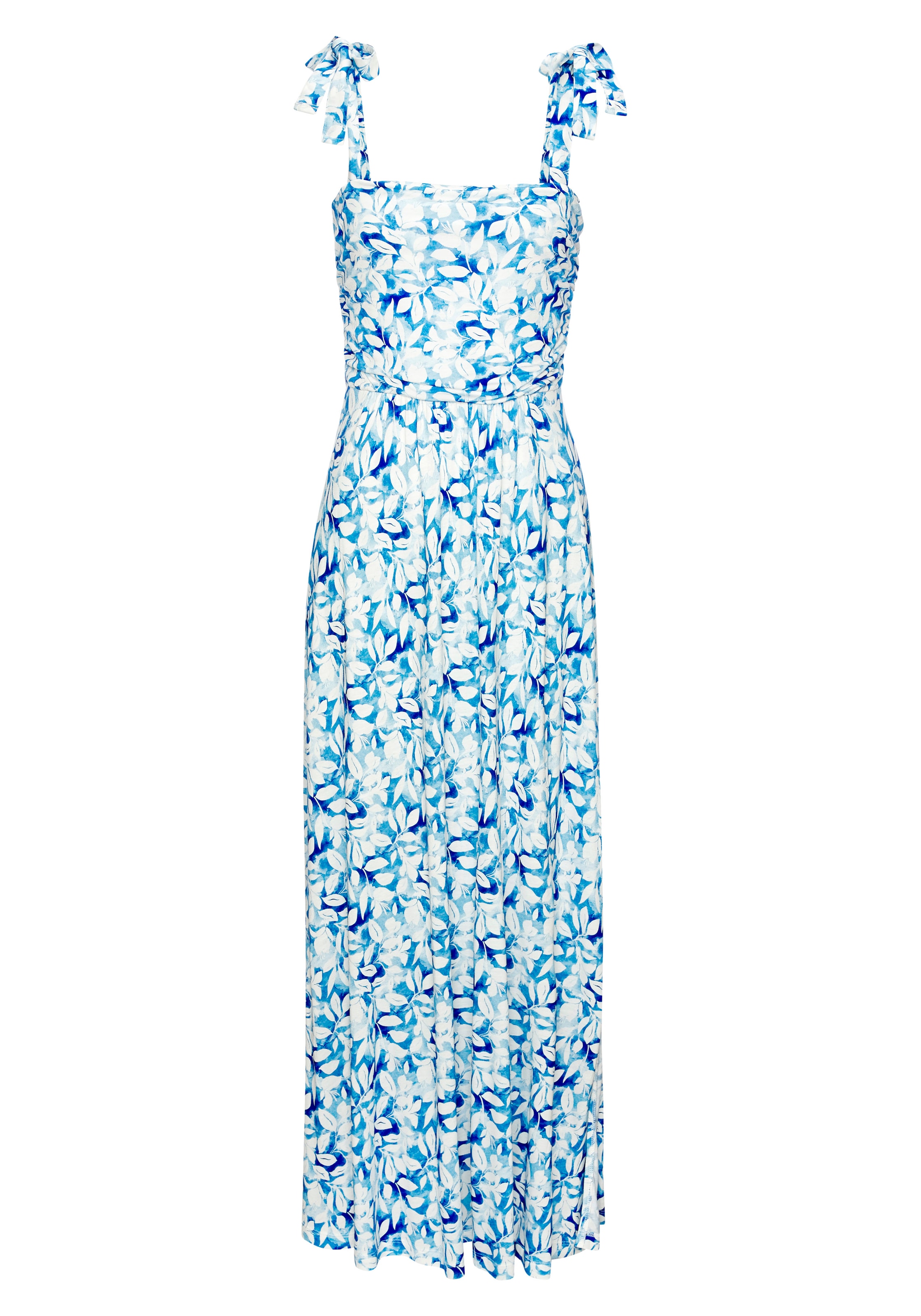 Vivance Maxikleid »mit Trägern zum Knoten und Alloverprint« Ohne Taschen langes Sommerkleid, Strandkleid, Trägerkleid, Jerseykleid
