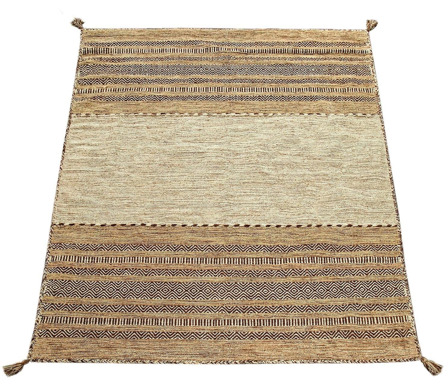 Paco Home Teppich »Kilim 217«, rechteckig, 12 mm Höhe, handgewebter Wendeteppich, reine Baumwolle, gestreift, Wohnzimmer