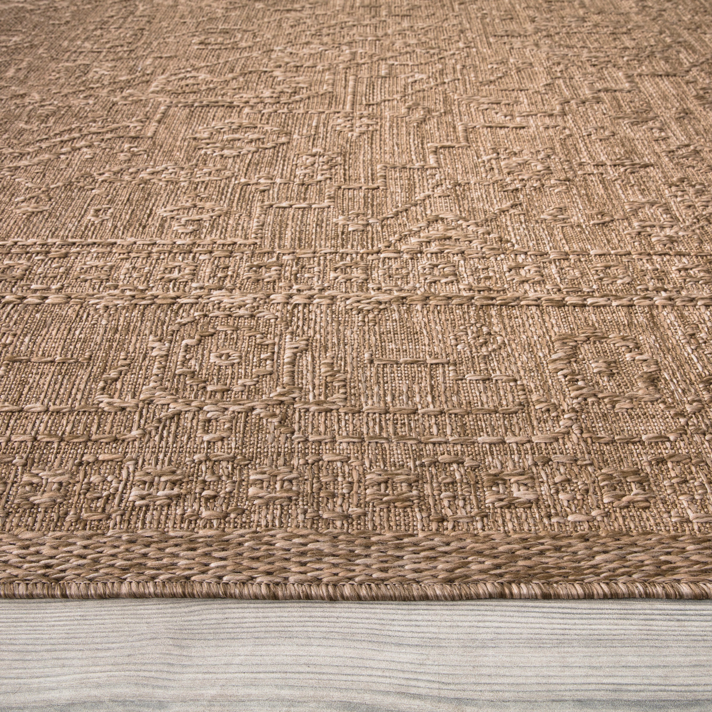 Paco Home Teppich »Rimini 413«, rechteckig, 4 mm Höhe, Flachgewebe, Uni Farben, Hoch-Tief Effekt, In- und Outdoor geeignet