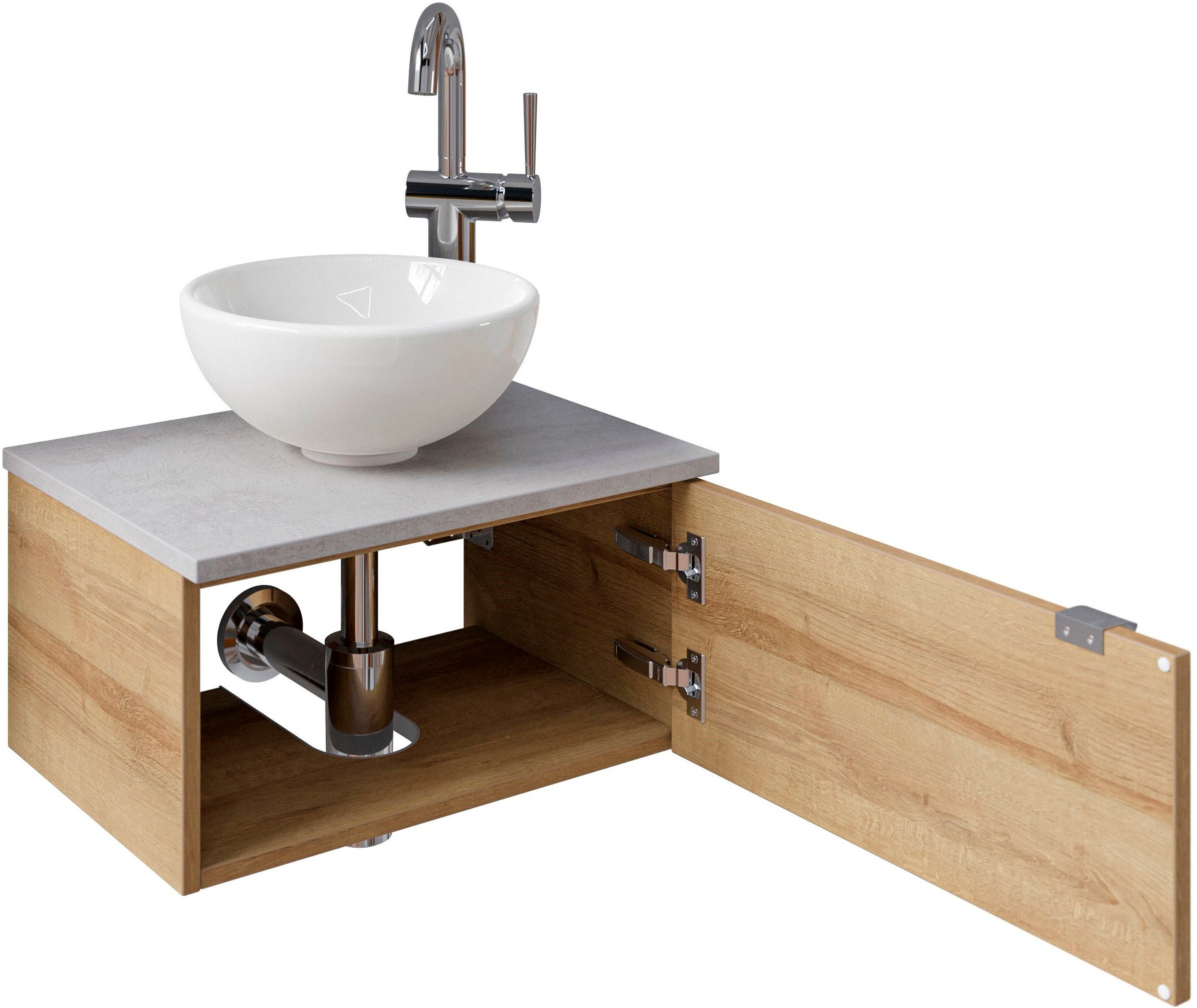 Saphir Badmöbel-Set »Serie 6915«, (4 St.), Gäste-Bad, 51 cm breit, mit LED-Spiegel und 1 Tür