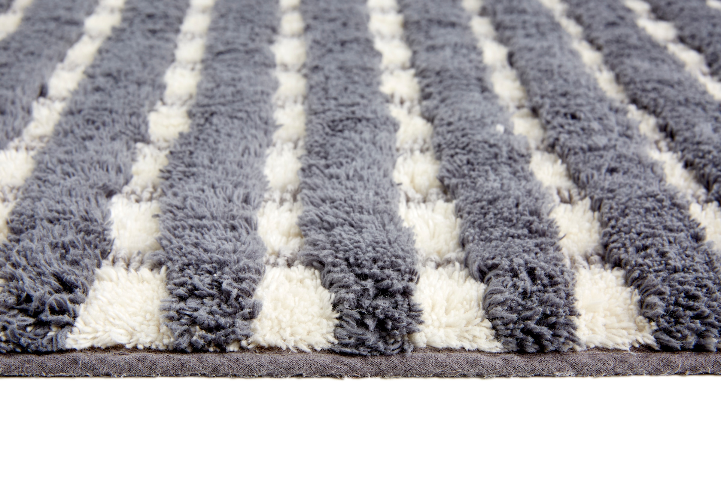 SCHÖNER WOHNEN-Kollektion Badematte »»Bahamas Gitter«« Höhe 20 mm rutschhemmend beschichtet fußbodenheizungsgeeignet waschbar, Baumwolle, Badvorleger mit Fransen, Badteppich