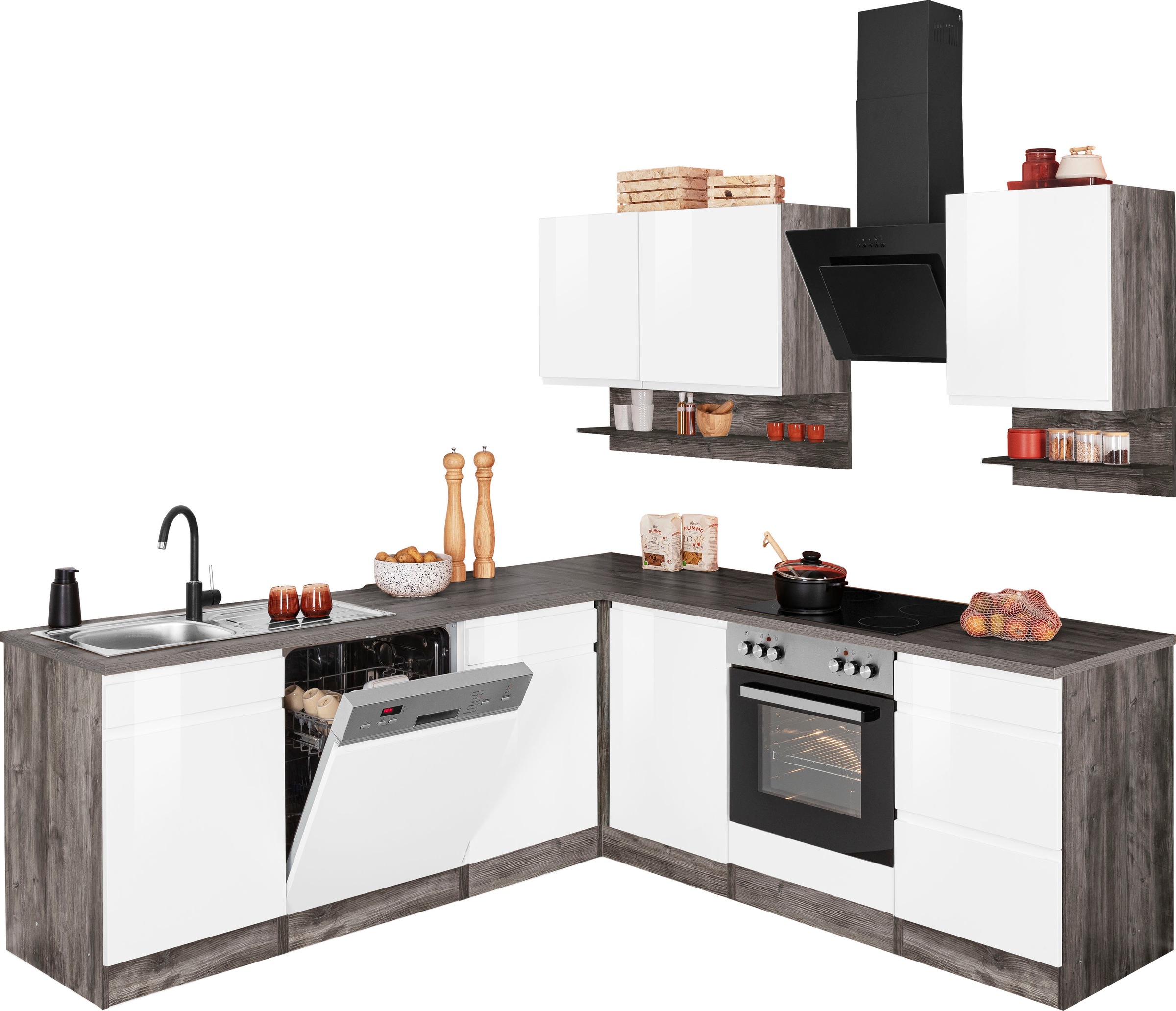 KOCHSTATION Winkelküche »KS-Virginia« Stellbreite 220/220 cm, wahlweise mit E-Geräten