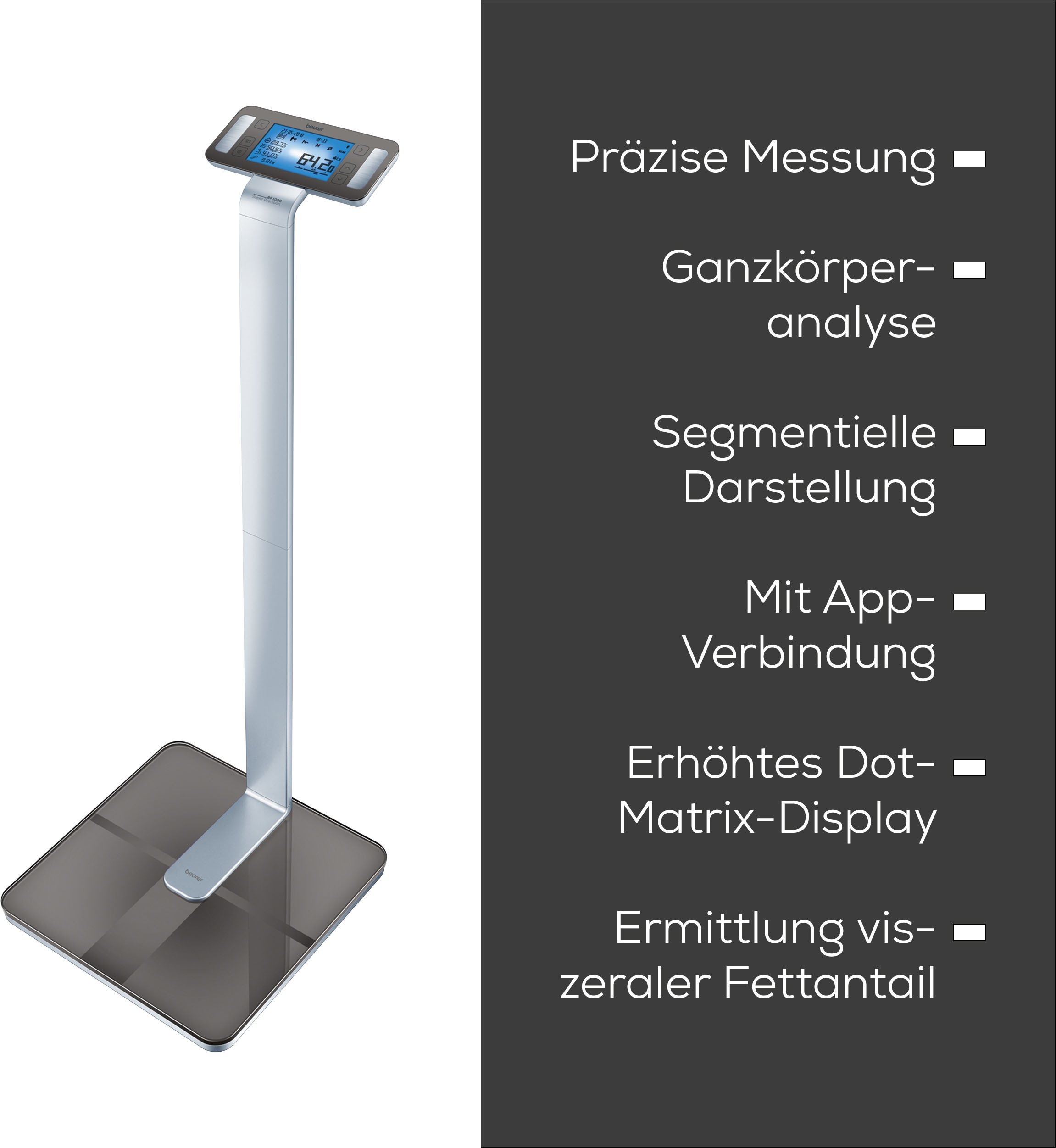 BEURER Körper-Analyse-Waage »BF 1000«, Messung des viszeralen Fettanteils