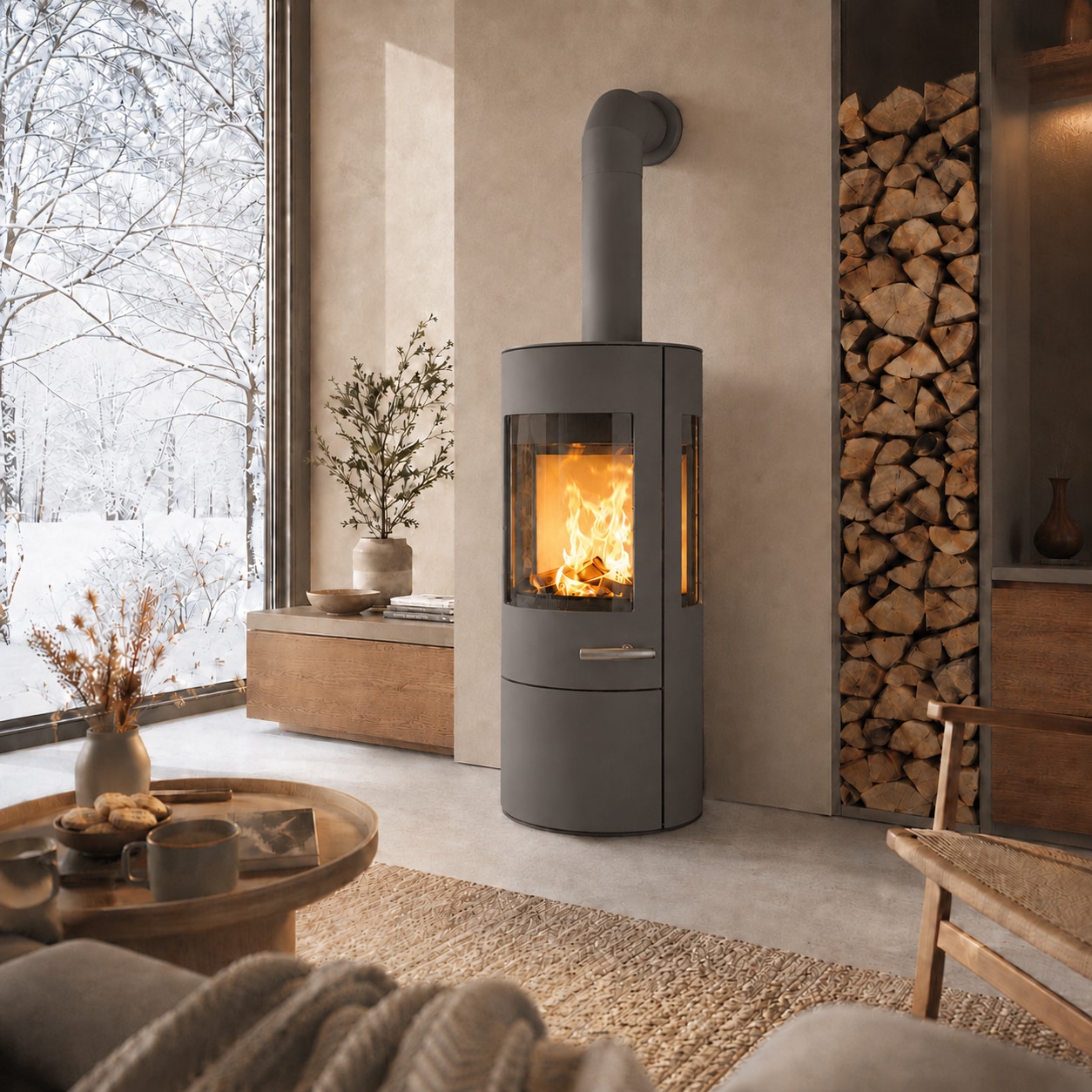 Haas + Sohn Kaminofen »VITUS.l MOONLIGHT, Exklusiv, Lieferung bis ins Wohnzimmer« NEU in der Farbe Moonlight grau