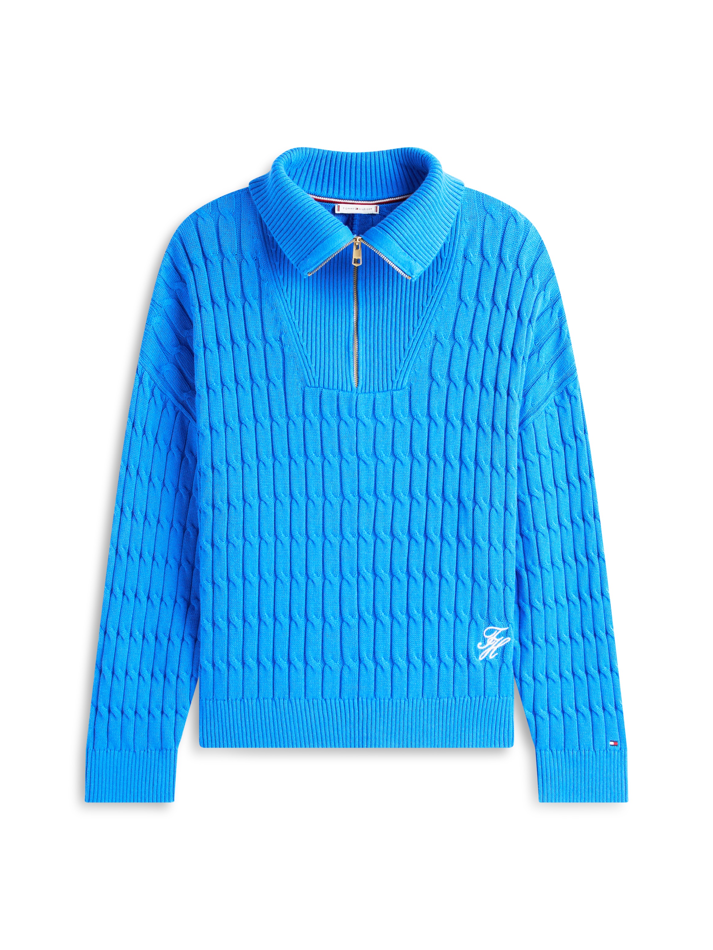 Tommy Hilfiger Curve Troyer »CRV CO CABLE MID GG 1/2 ZIP SWT« in großen Größen, mit Zopfmuster