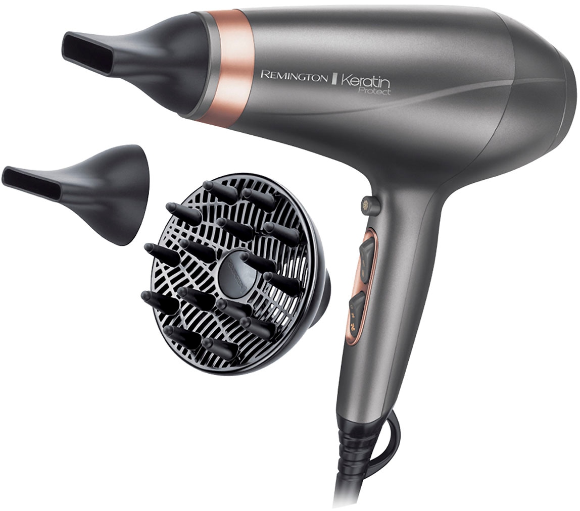 Remington Haartrockner »AC8820 E51 Keratin Protect Dryer« 2.200 W 3 Aufsätze Profi, mit Ionenpflege, Keratinbeschichtung, langlebigem AC-Motor in grau