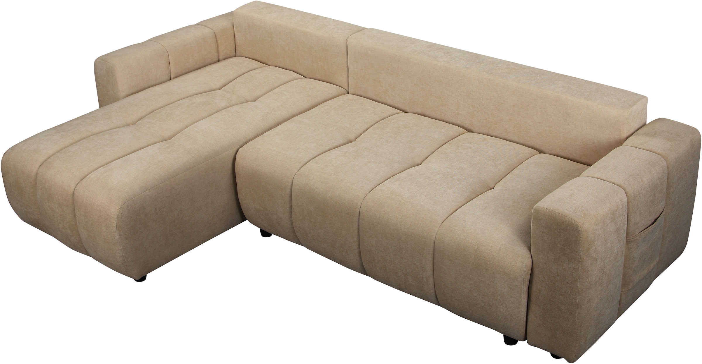 OTTO home Ecksofa »YLVAA L-Form, 241 cm/Schlafsofa (132/200)-OTTO. Verlässliche Qualität« Bettkasten, Tonnentaschen-Federkern, Feinstruktur weich