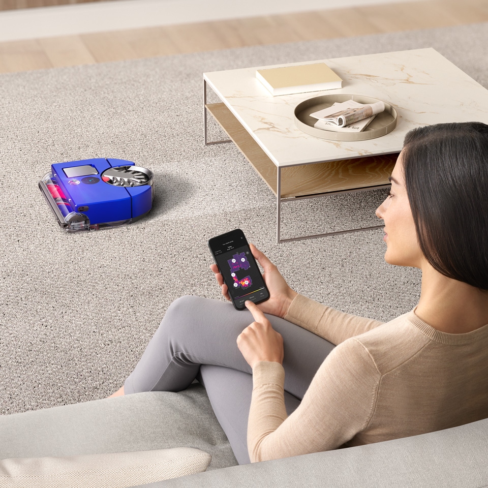 DYSON Saugroboter »Dyson 360 Vis Nav™ mit Wischfunktion, 360° Kamerasystem« HEPA-Filter, beutellos, 9,9cm flach
