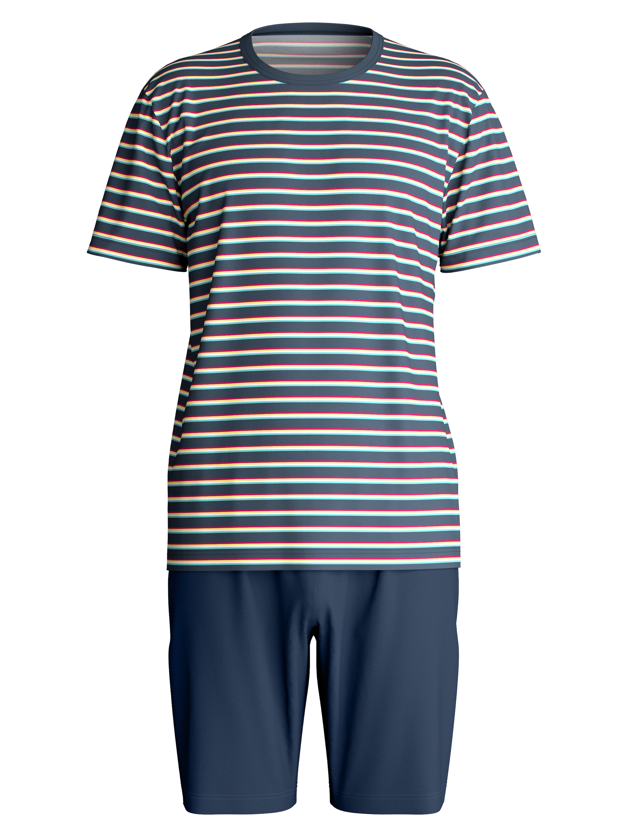 CALIDA Pyjama »Relax Streamline 1« 2 mit Rundhalsausschnitt und kurzem Arm, weich, Interlock Qualität