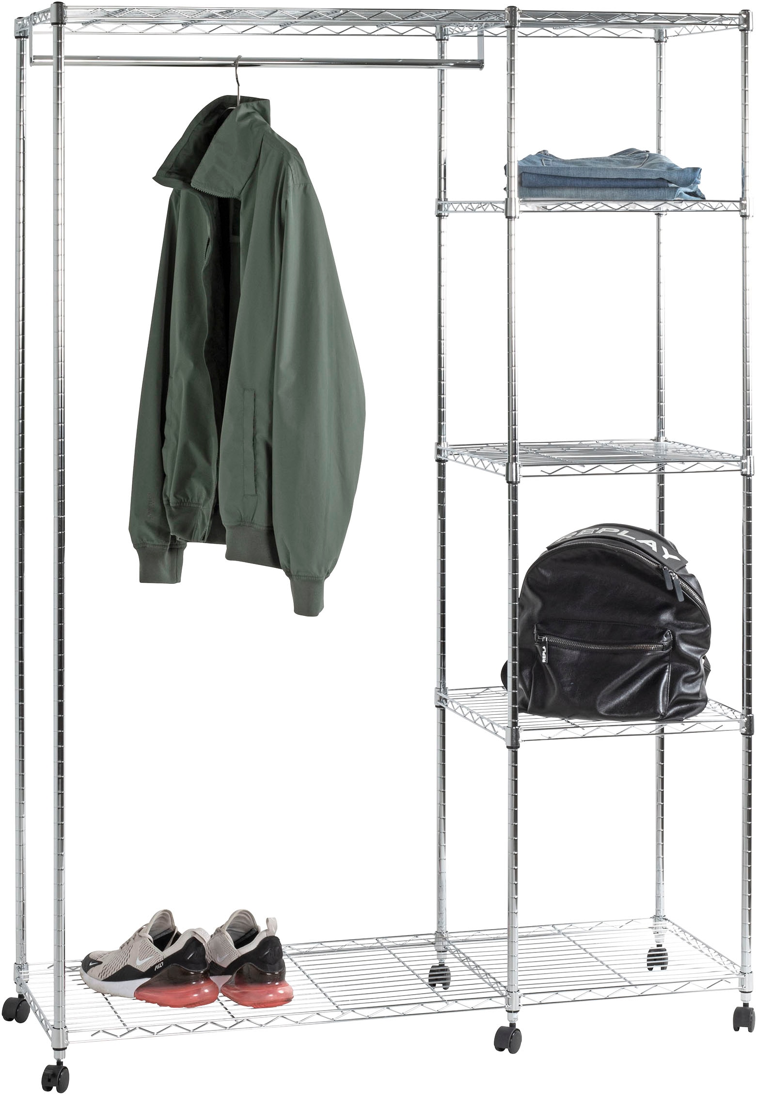 HAKU Garderobenständer »Garderobe, Garderobenständer, Kleiderständer auf Rollen, Kleiderwagen« rechteckig - aus Metall Silber - B/T/H 123/45/181 cm