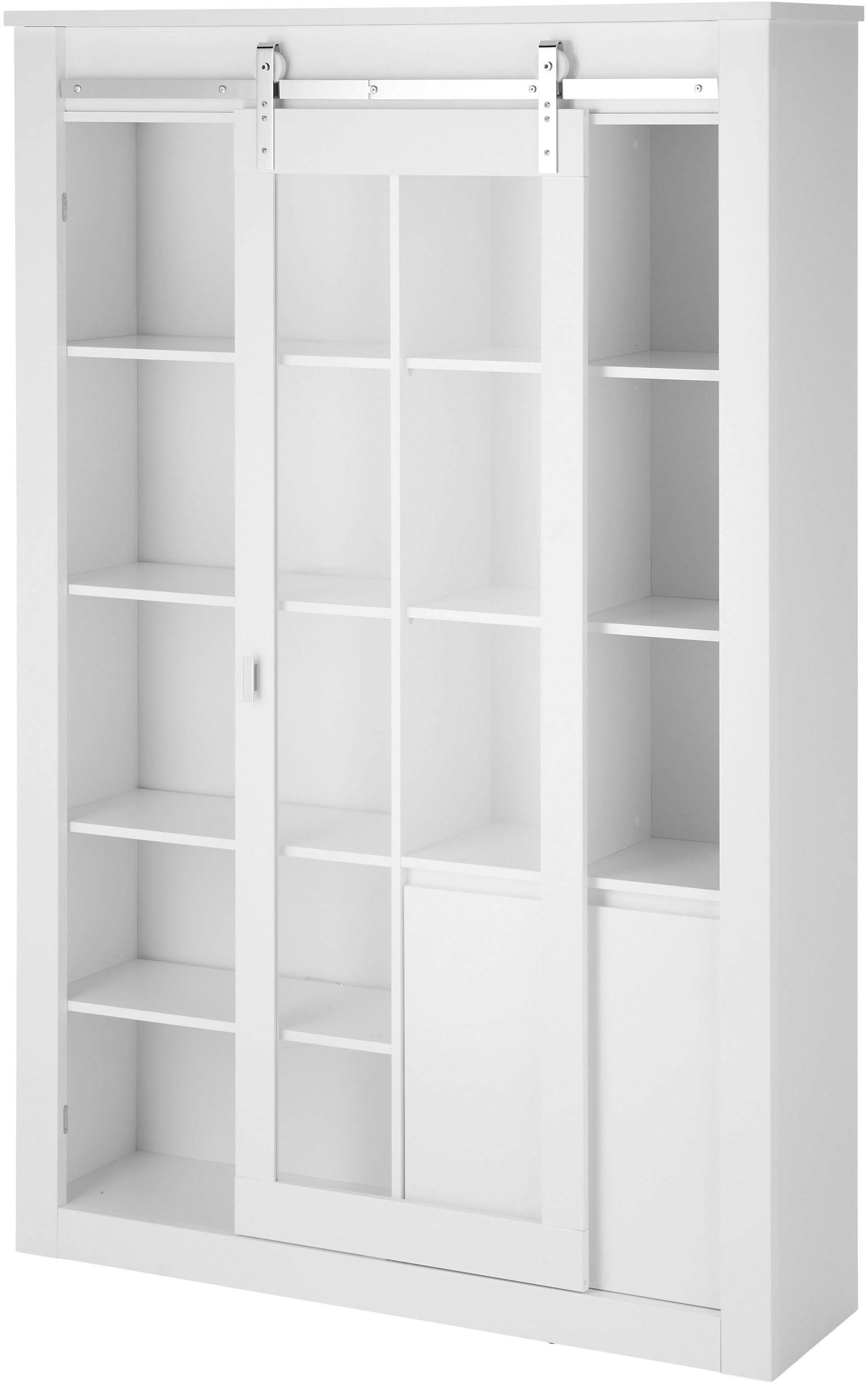 Home affaire Vitrine »Daytona, moderner Hochschrank, Glasvitrine in Weiß Hochglanz« mit Schiebetürenbeschlag in Chrom-Optik, ausreichend Stauraum