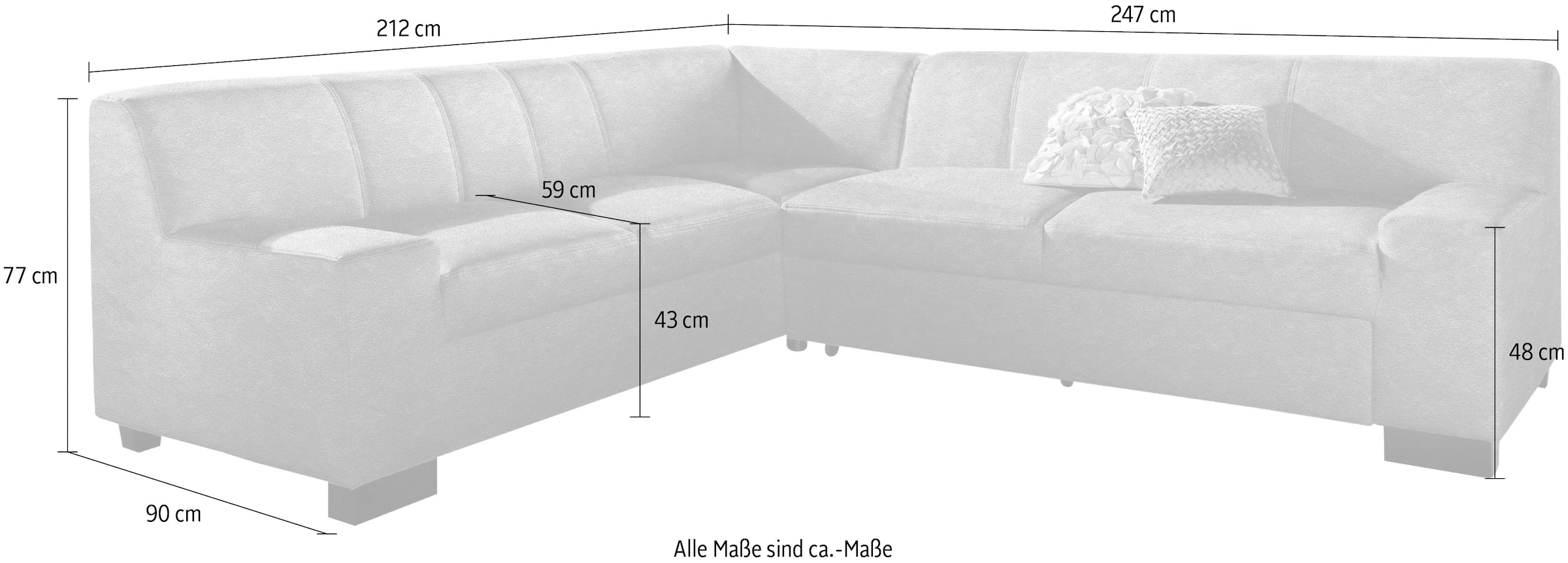 DOMO collection Ecksofa »Norma Top, elegant und modern, flache Armlehnen, L-Form«, wahlweise mit Bettfunktion