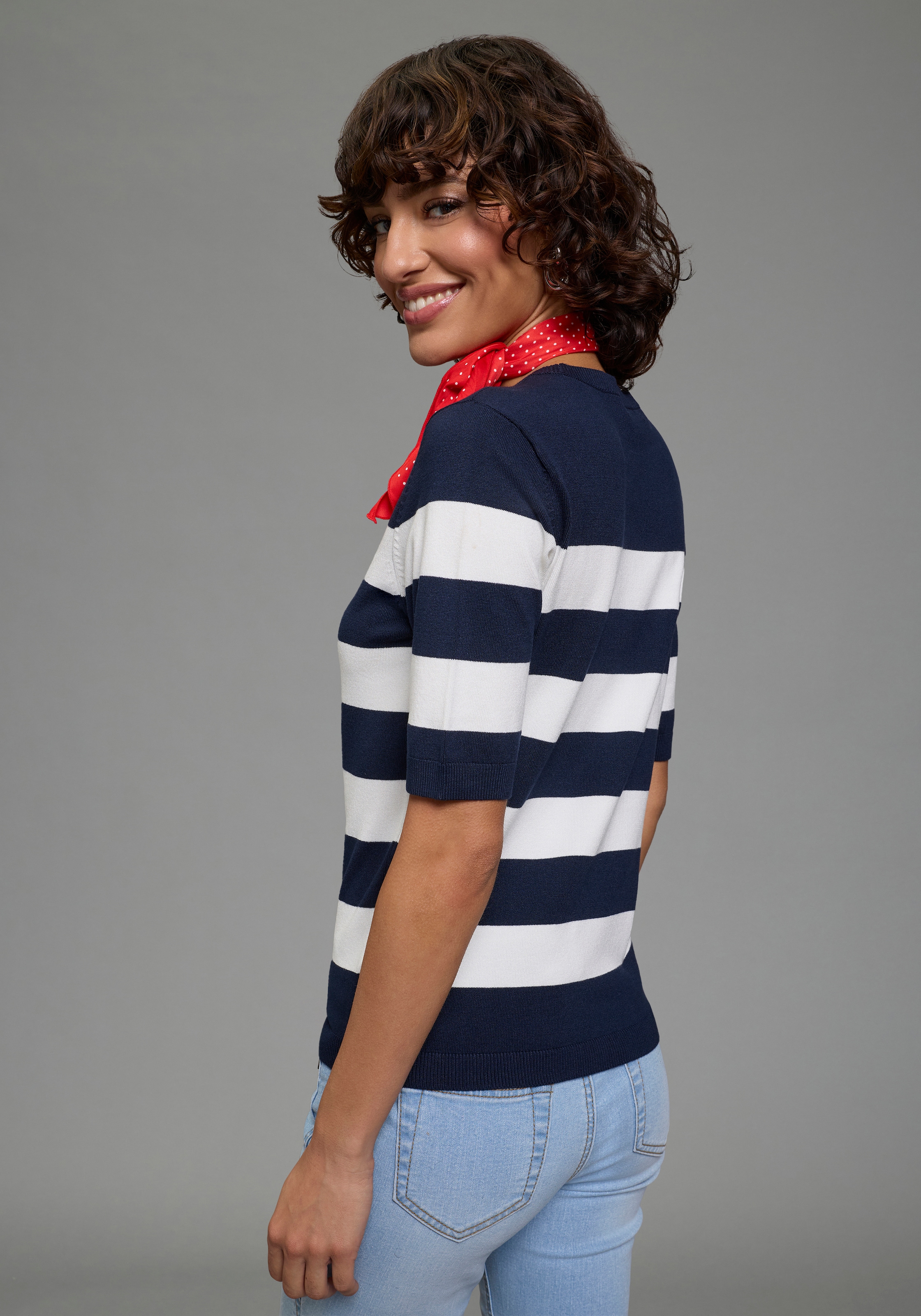 Flashlights Kurzarmpullover aus Viskosemischung mit modernem Schnitt