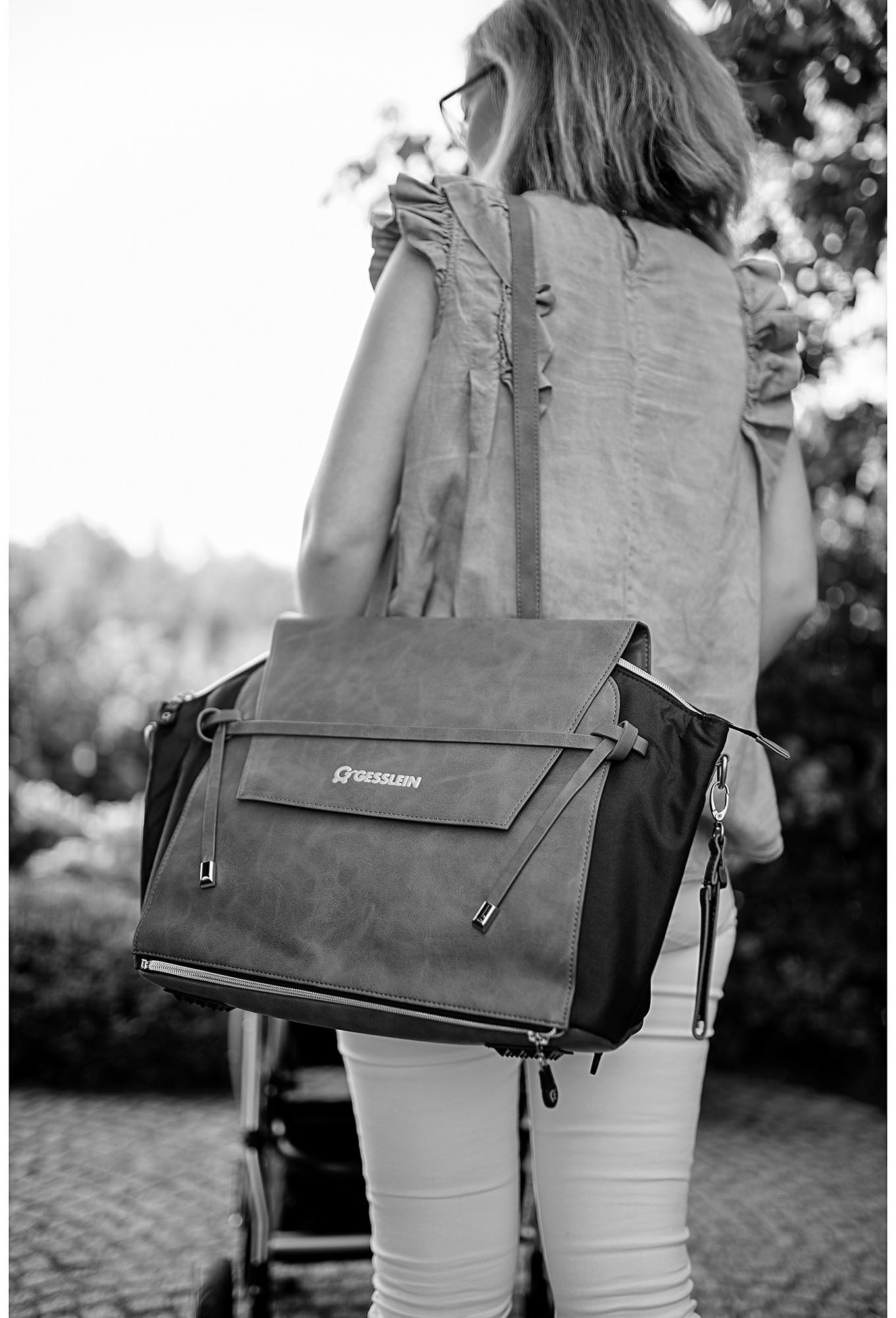 Gesslein Wickeltasche »N°4 cognac, dark oliv«, mit Wickelauflage und Flaschenhalter, Made in Germany