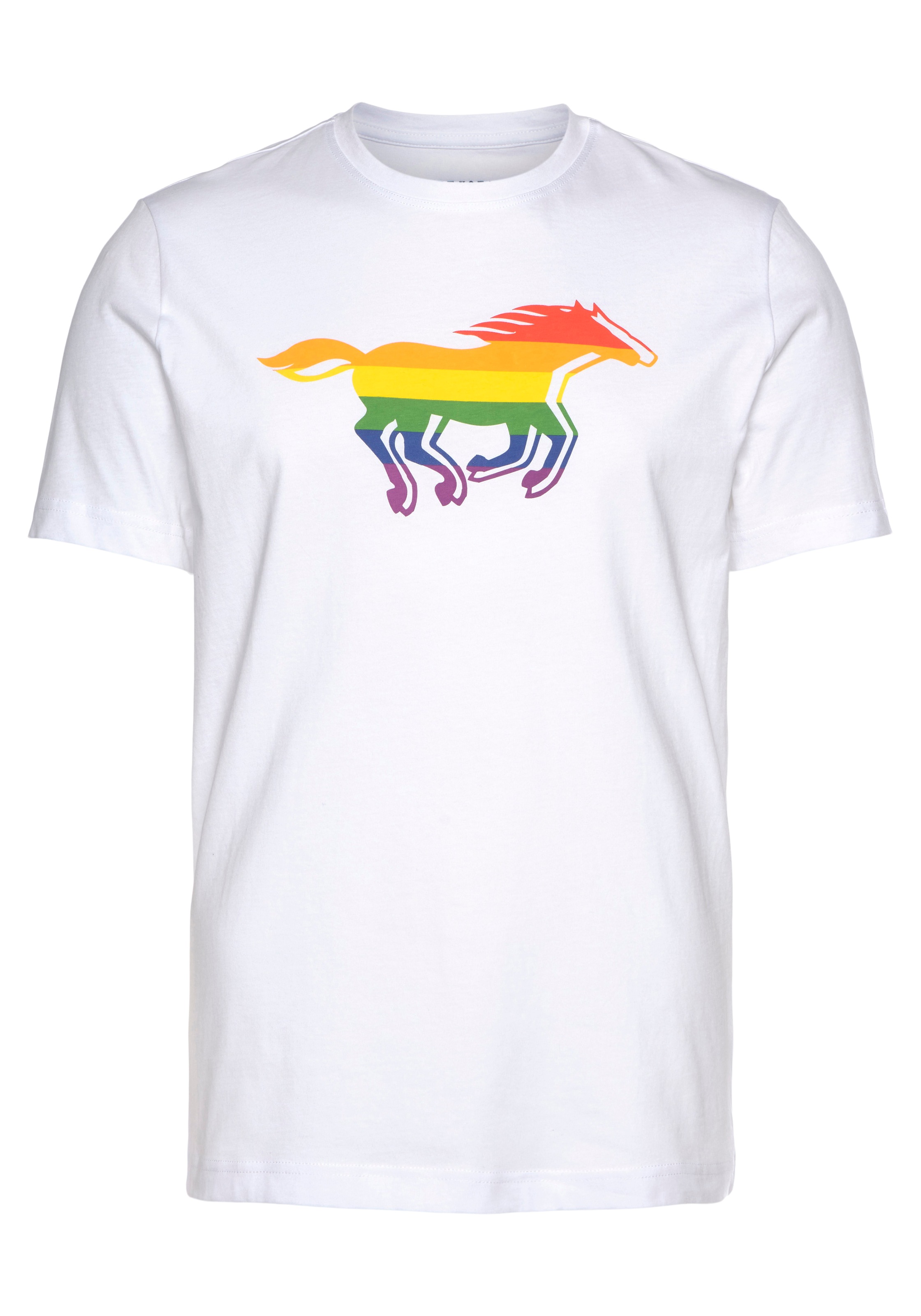 MUSTANG T-Shirt, Mit farbigem Print
