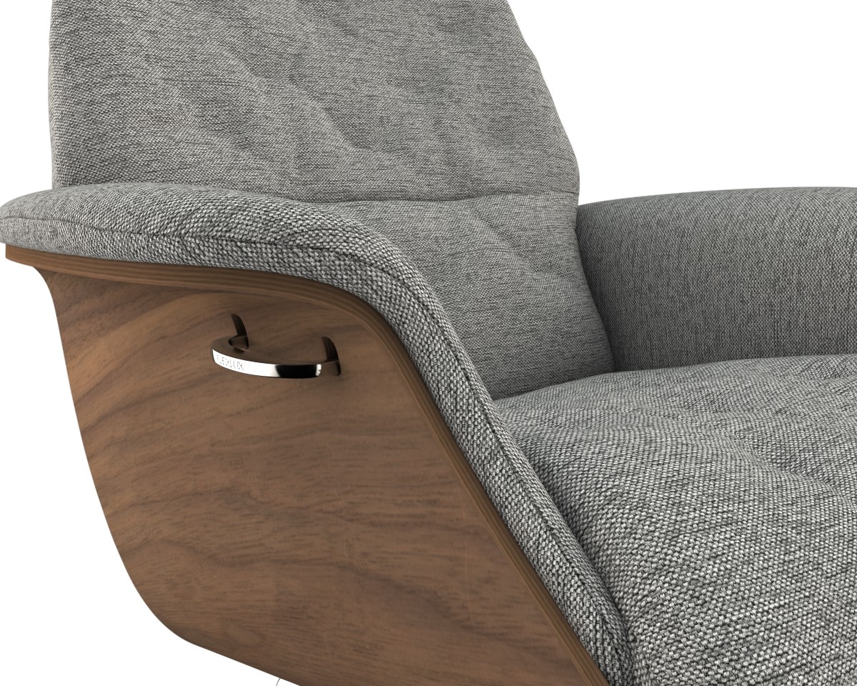 FLEXLUX Relaxsessel »Volden Fernsehsessel, verstellbarer Rücken- & Kopfstütze, drehbar« Rücken- und Kopfteilverstellung, Drehbar, Fuß Alu, Armlehne Walnuss
