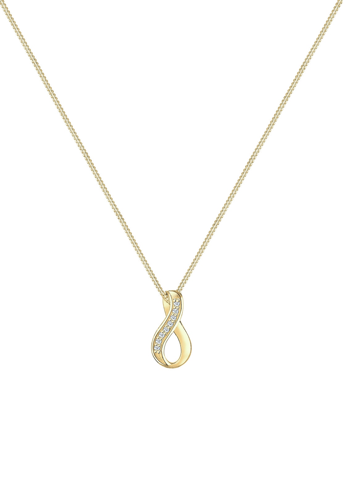 Elli DIAMONDS Silberkette »Halskette Infinity Diamant Weiß Brillantschliff (0.04ct) 375 Gelbgold«
