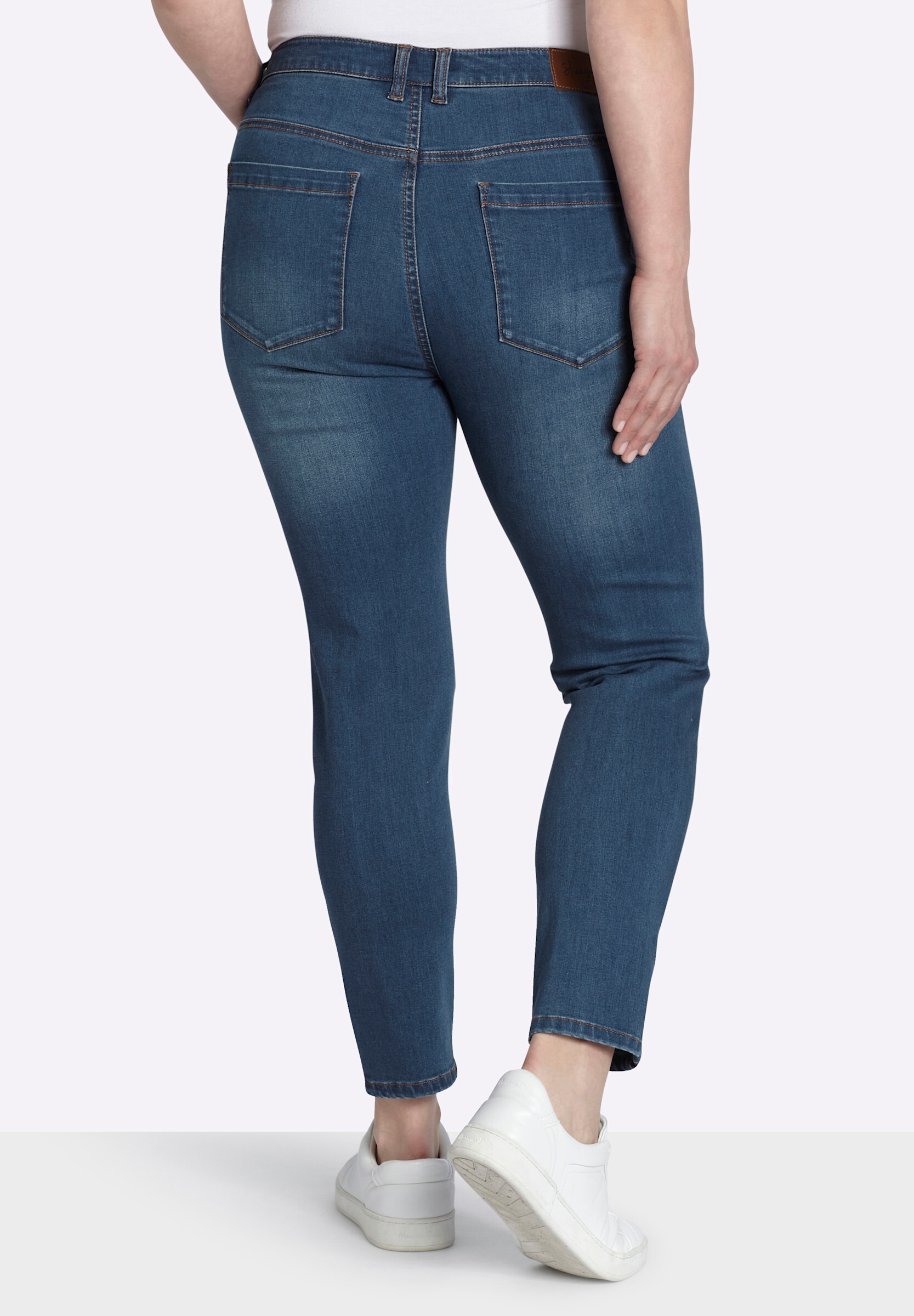 Sheego Skinny-fit-Jeans »Jeans Slim-fit-Jeans mit Zipper am Saum«