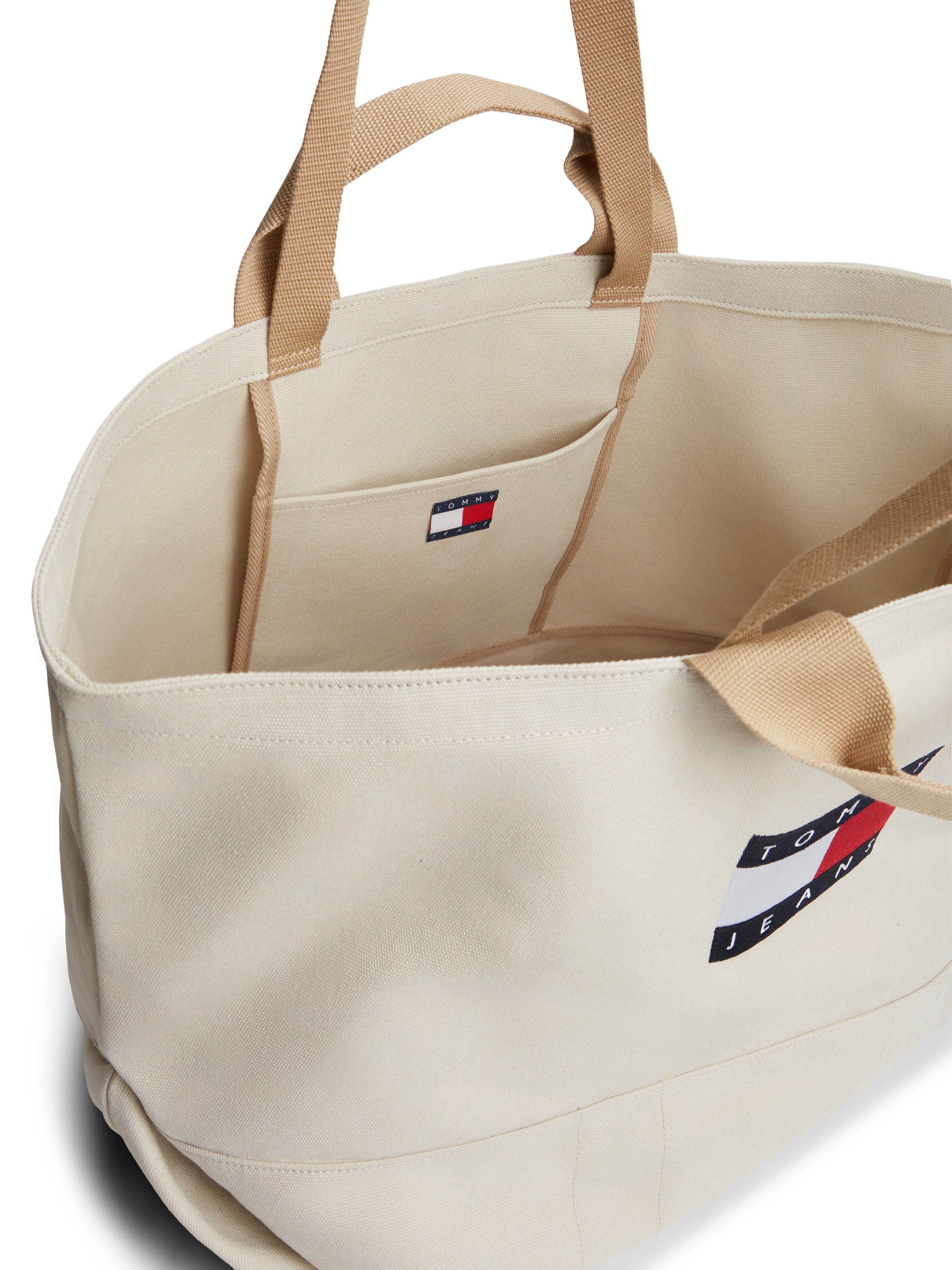 Tommy Jeans Tragetasche »TJW WAVE FLAG MED TOTE« Unisex Tragetasche, Umhängetasche, Shopper, Henkeltasche im Used-Look