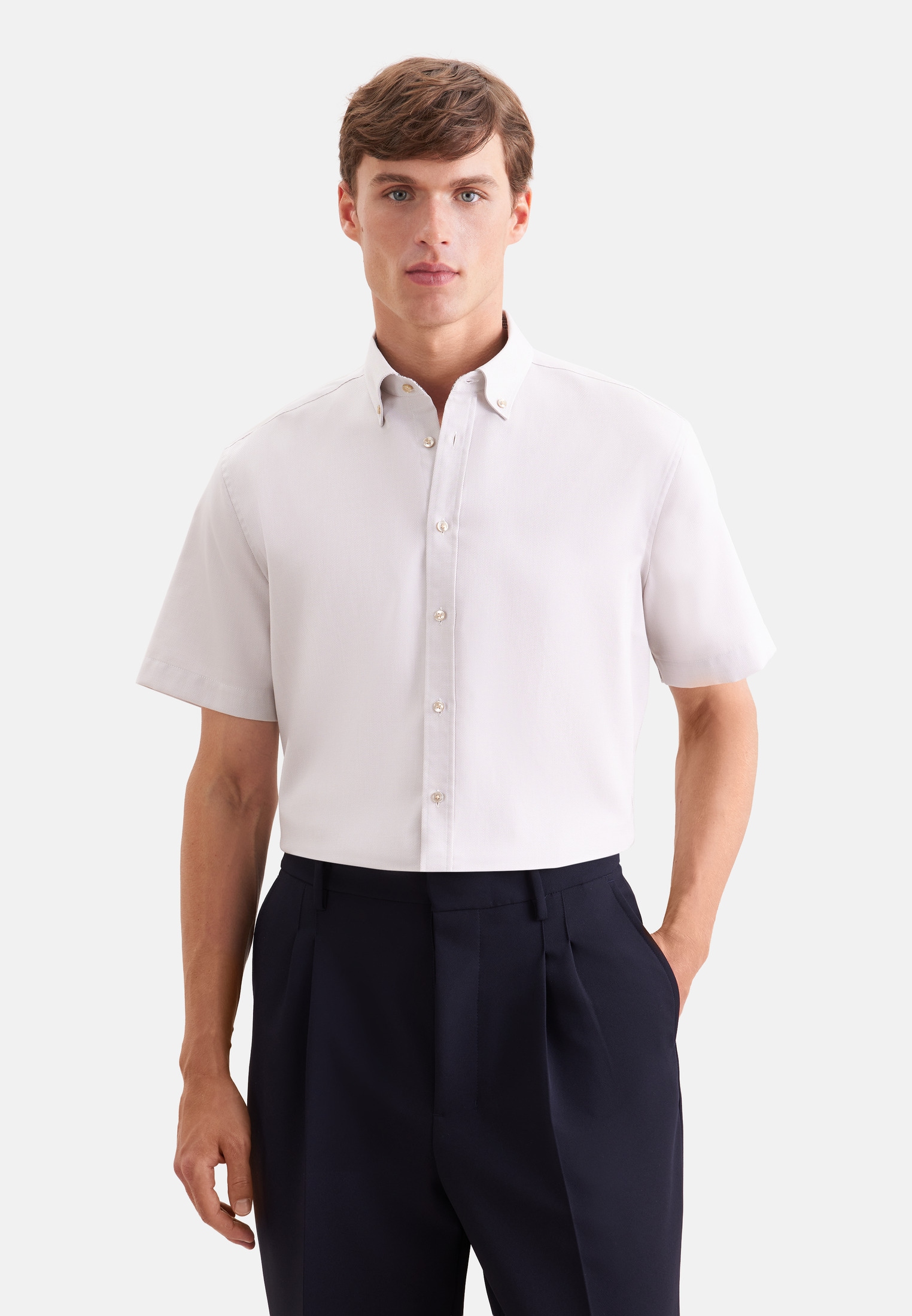 seidensticker Businesshemd »Schwarze Rose« Shaped 1/2 Button-Down-Kragen Struktur